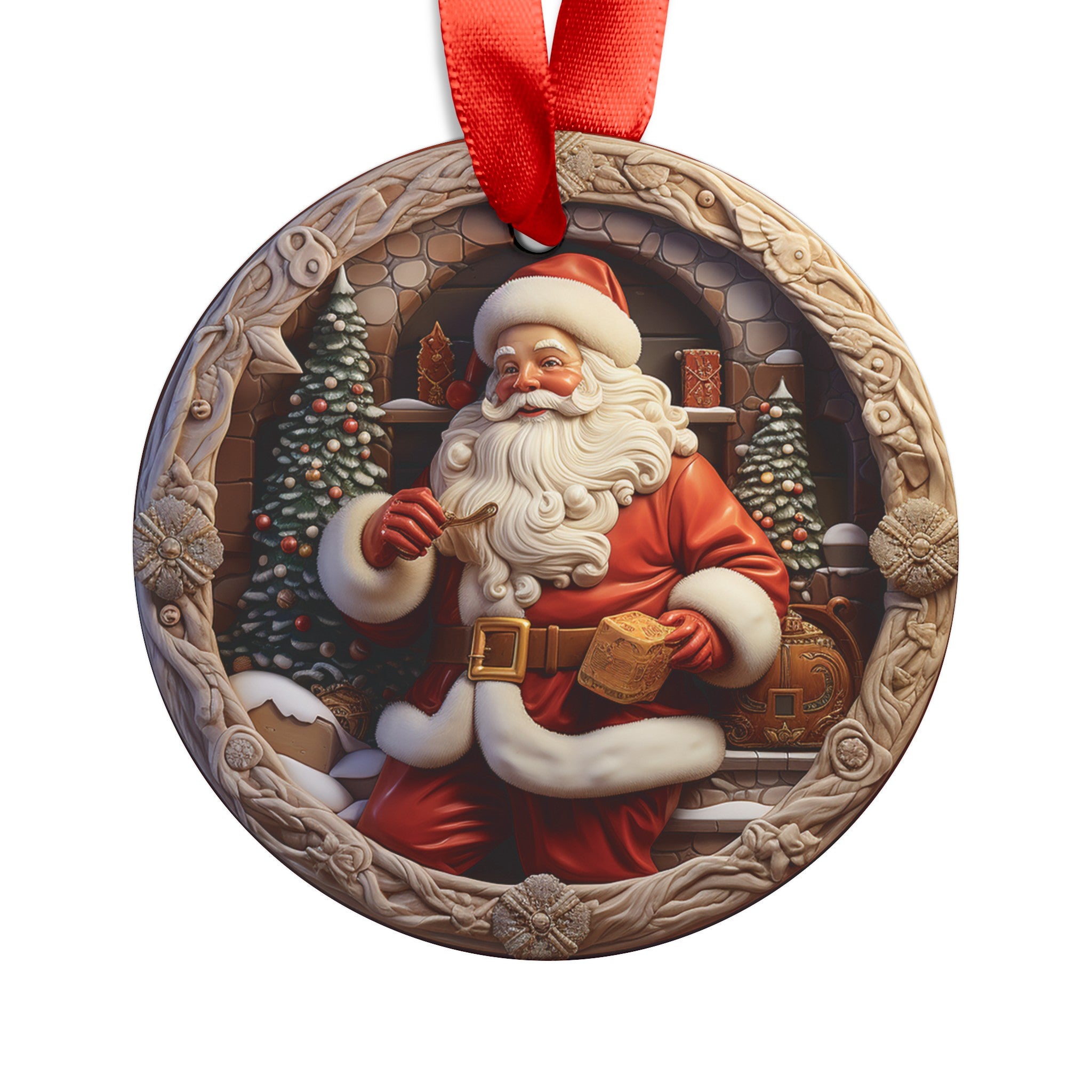 3D Illusion Christmas Santa Claus Acrylic Ornament with Ribbon Festive and Unique Holiday Decoration Durable Holiday Keepsake | Ideal for Tree Trimming and Gift Giving - MRSBYVALLE
