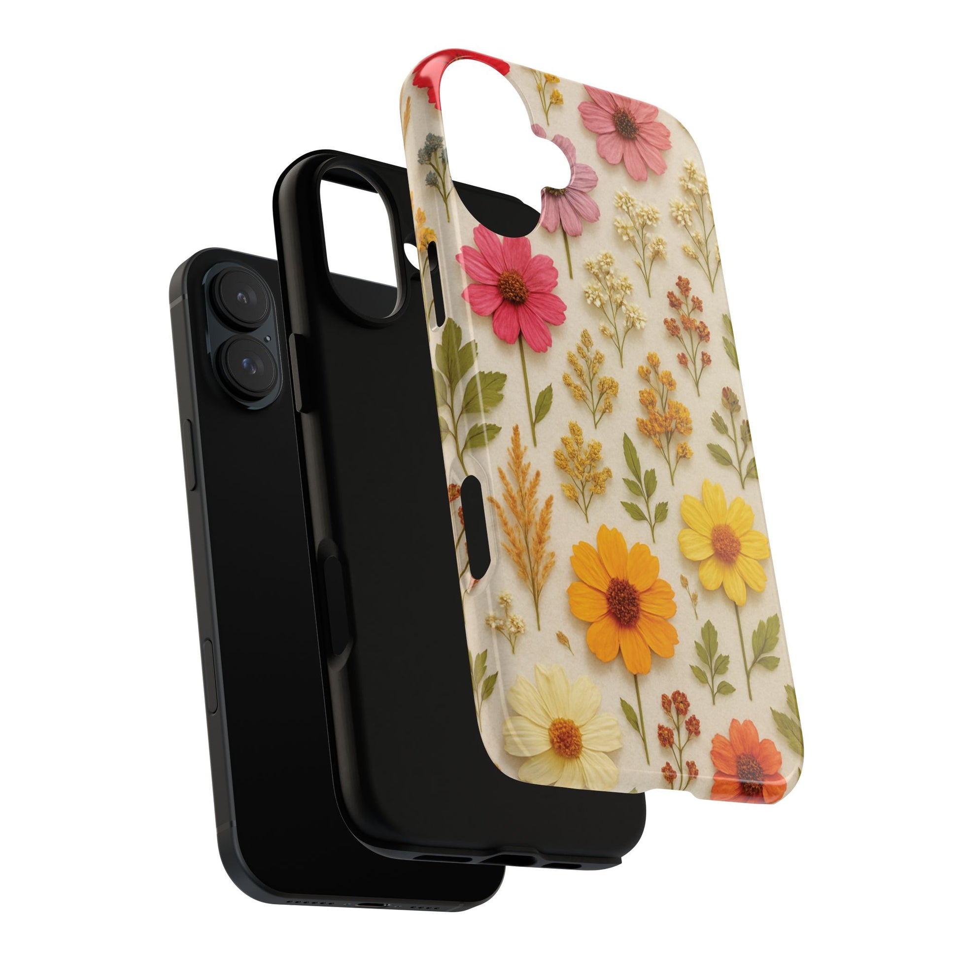 Dried Flowers Illusion Phone Case – Realistic Botanical Aesthetic, Colorful Pressed Floral Art, Trendy Nature-Inspired Protective Cover  iPhone & Samsung Models