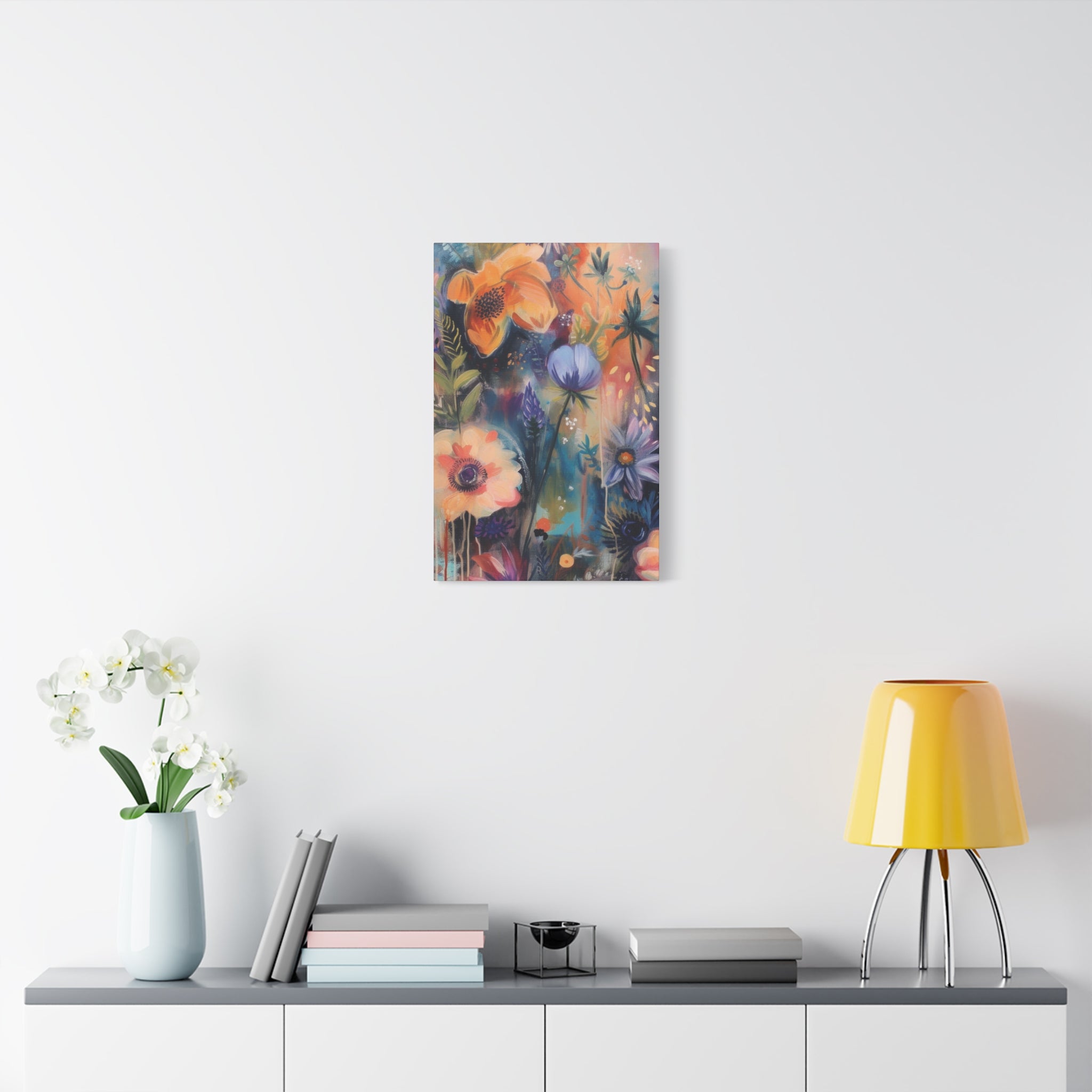 Boho Floral Wall Art Matte Canvas Stretched, Vibrant Botanical Design, Perfect for Living Room, Bedroom, or Office Decor, Adds a Stylish Touch to Any Space1.25" - MRSBYVALLE