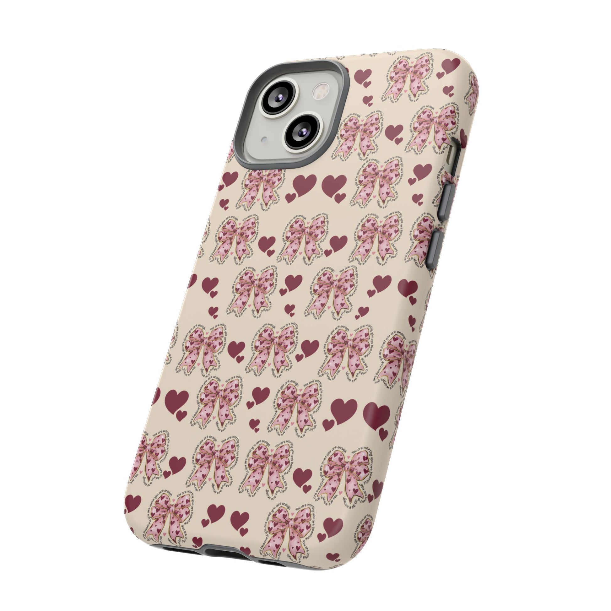 Charming Hearts & Pink Bows Phone Case Stylish & Durable Protection for Your Device | Scratch-Resistant, Slim Fit, and Lightweight Design for Everyday Use for iPhone & Android | Fresh Nature-Inspired Design!