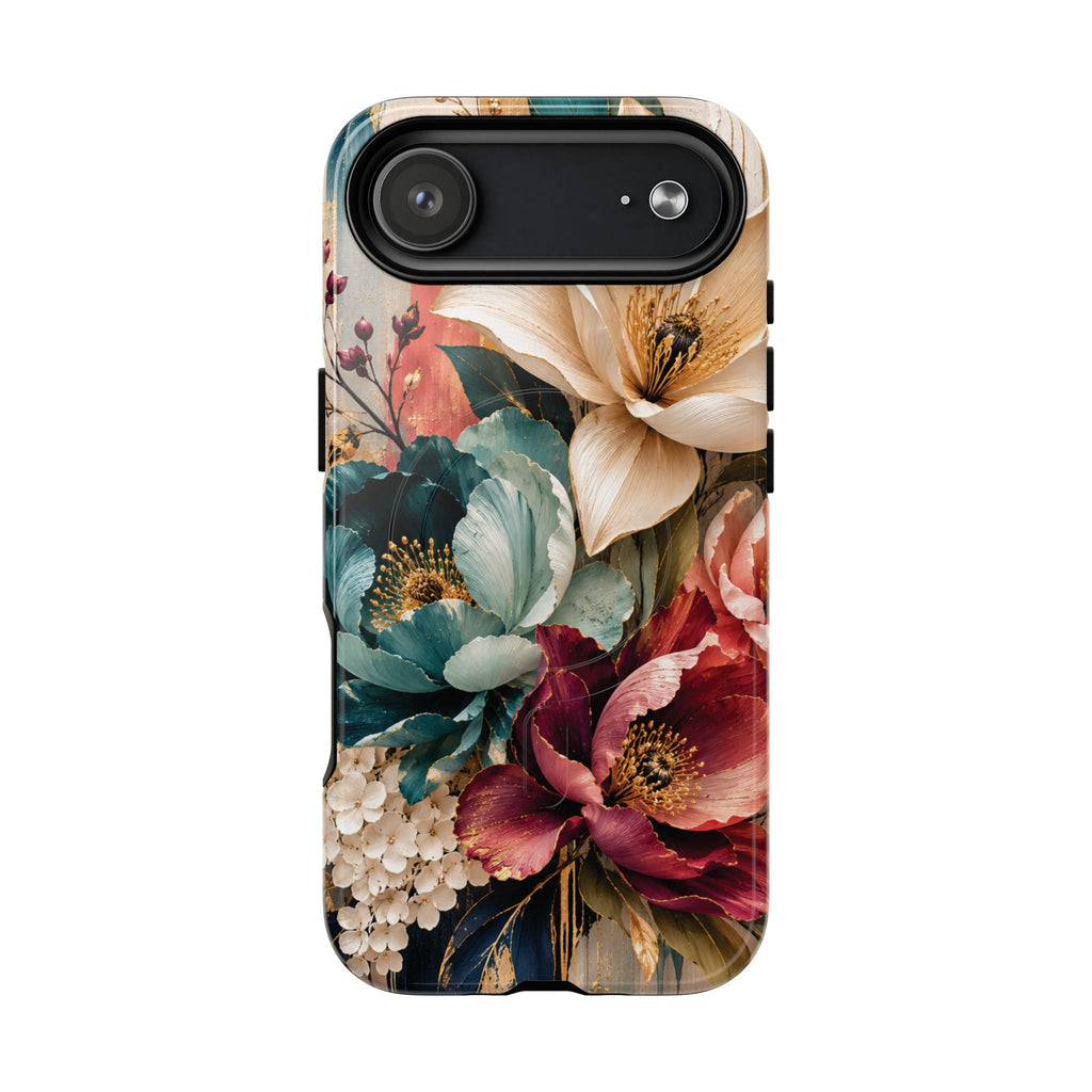 Vintage Floral Bouquet phone case Tough Magnetic Case Velvet Bloom Floral Art iPhone Case  Botanical Protective Case Samsung Modern Garden