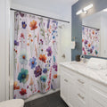 Lavender Wildflowers Floral Shower Curtain Chic Nordic Botanical Art for Modern Bathroom Decor Perfect Bridal or Housewarming Gift Bathroom Makeover Housewarming Wedding Gift for Mom Bridal Shower Gift Newlywed.