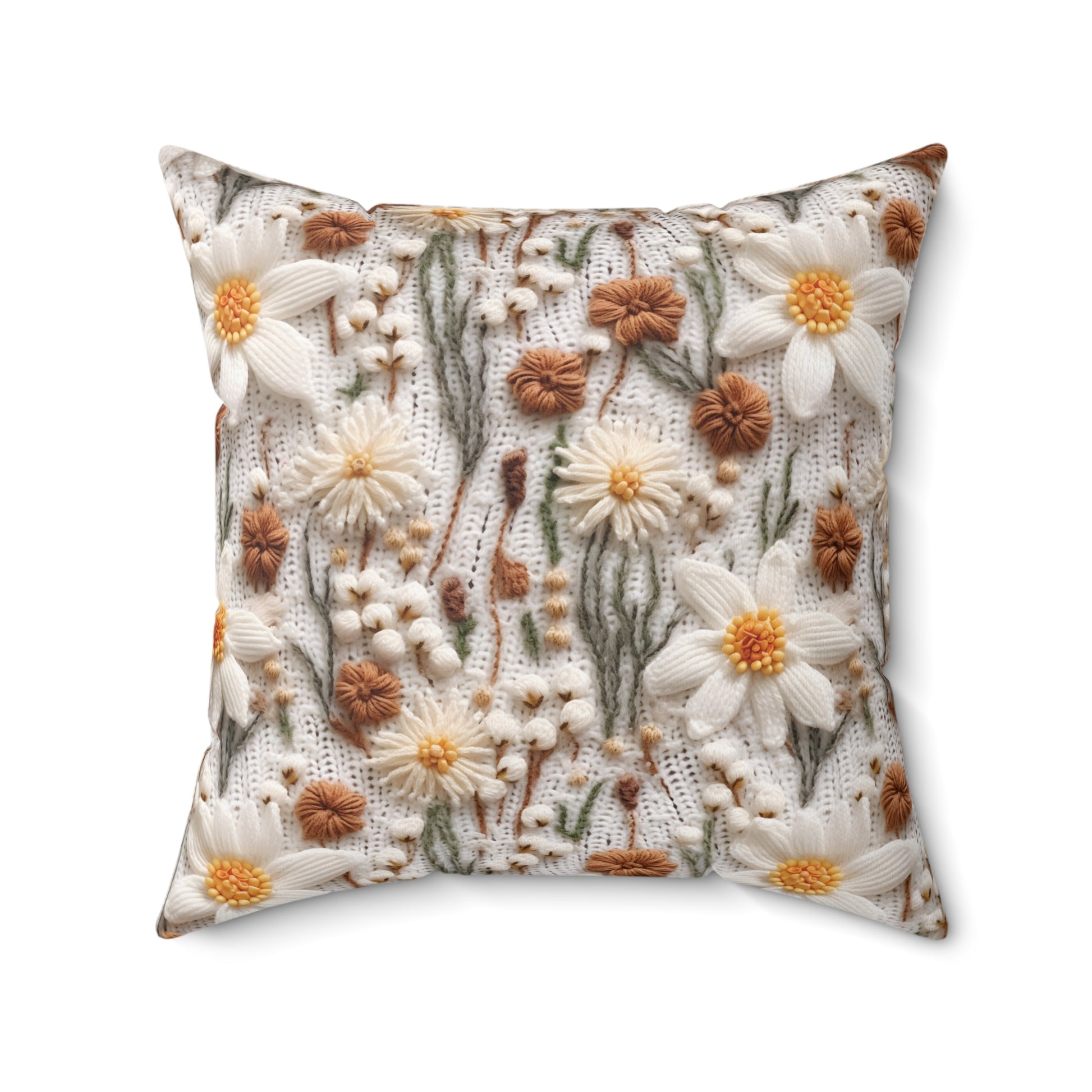 Enchanting Wildflower Mirage Boho 3D Embroidery Illusion Decorative Pillow Touch of Beauty to Your Decor Living Room Comfort for Bedroom or Housewarming Gift New House, Bridal Shower Gift.