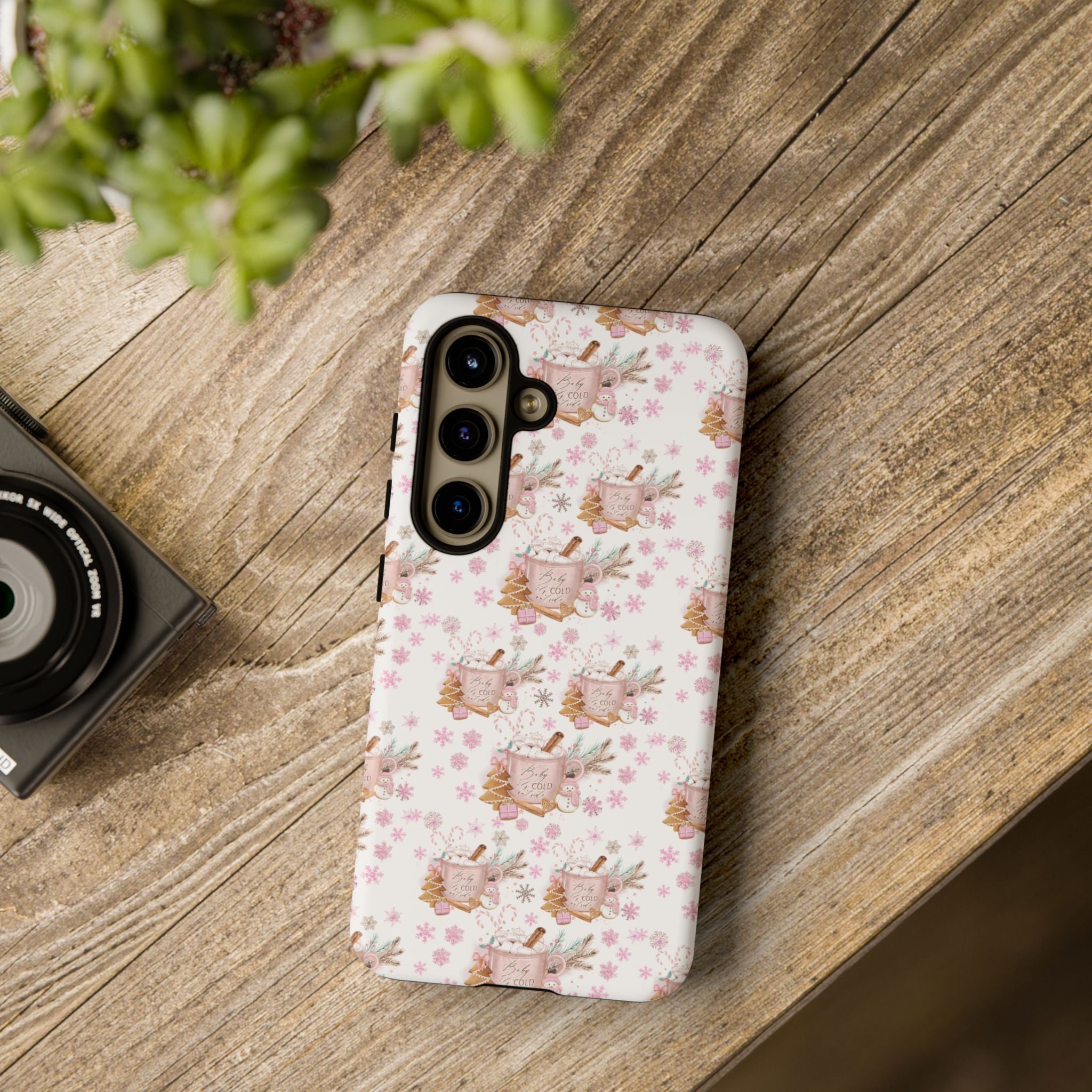 Baby it's Cold Outside Pink and White Phone Case Unique Holiday Protection for Your Device | Stylish & Durable Cover Gift for Her Phone 15, Samsung iPhone Samsung Accessory Gift for Her