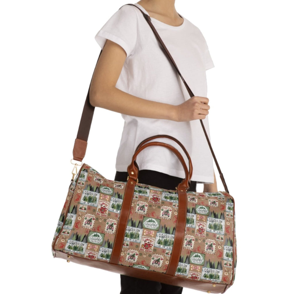 Unique Christmas Gift Travel Bag with Stamps Design Ideal Holiday Gift for Globetrotters Durable Overnight Bag for Luxurious and Chic Travel - MRSBYVALLE