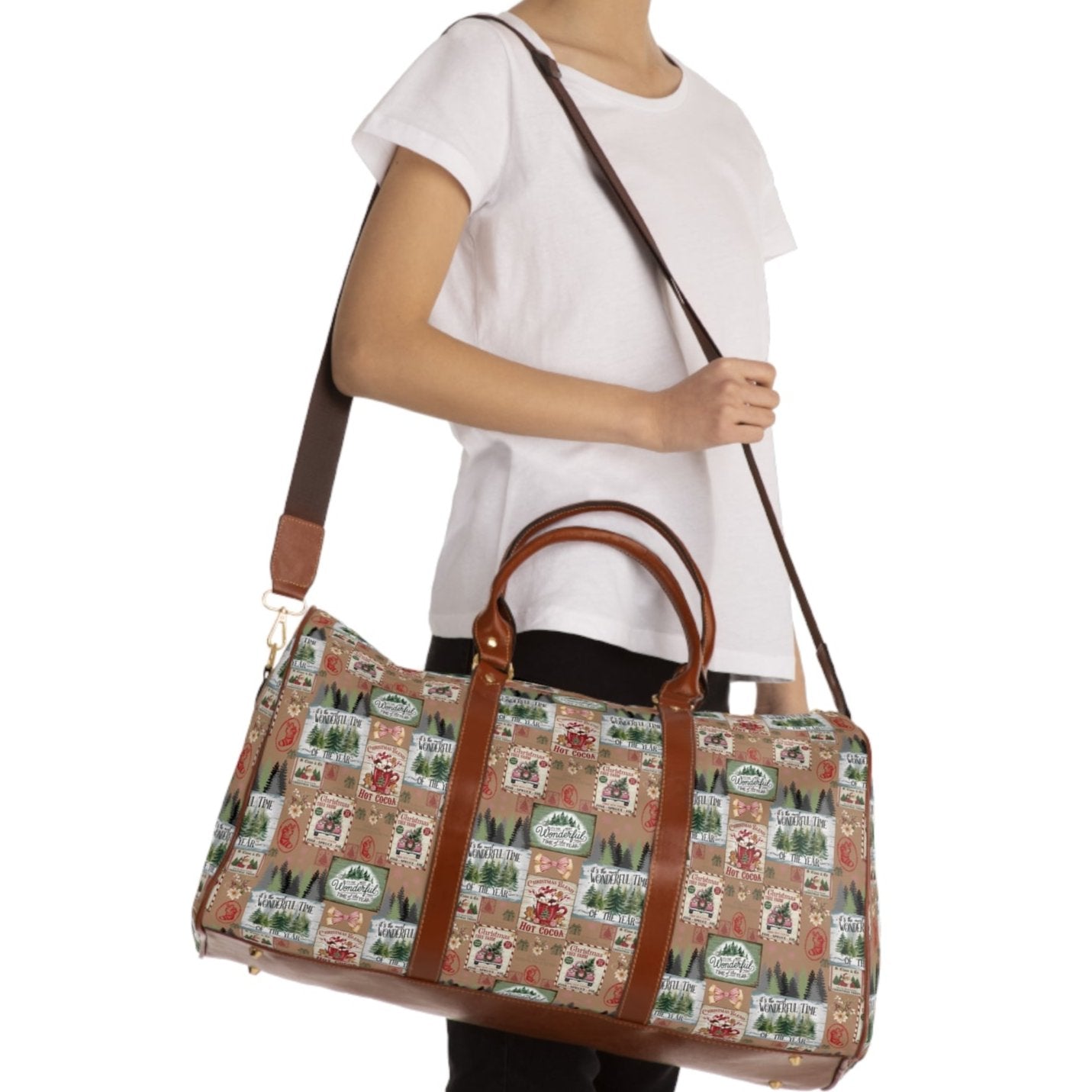 Unique Christmas Gift Travel Bag with Stamps Design Ideal Holiday Gift for Globetrotters Durable Overnight Bag for Luxurious and Chic Travel - MRSBYVALLE