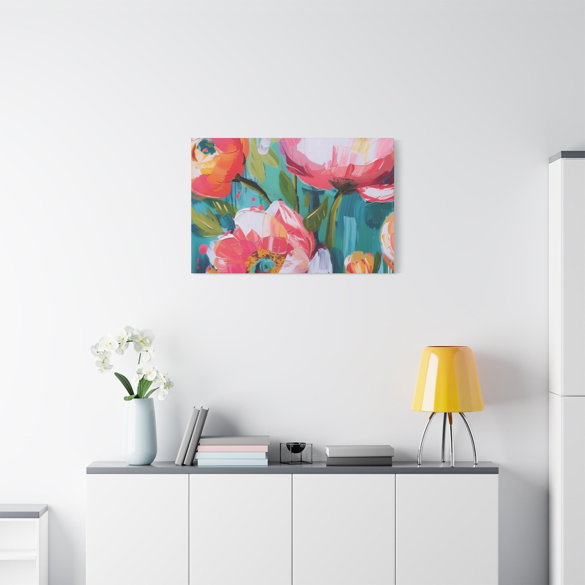 Unique Boho Floral Wall Art Matte Canvas Stretched, Vibrant Botanical Design, Perfect for Living Room, Bedroom, or Office Decor, Adds a Stylish Touch to Any Space - MRSBYVALLE