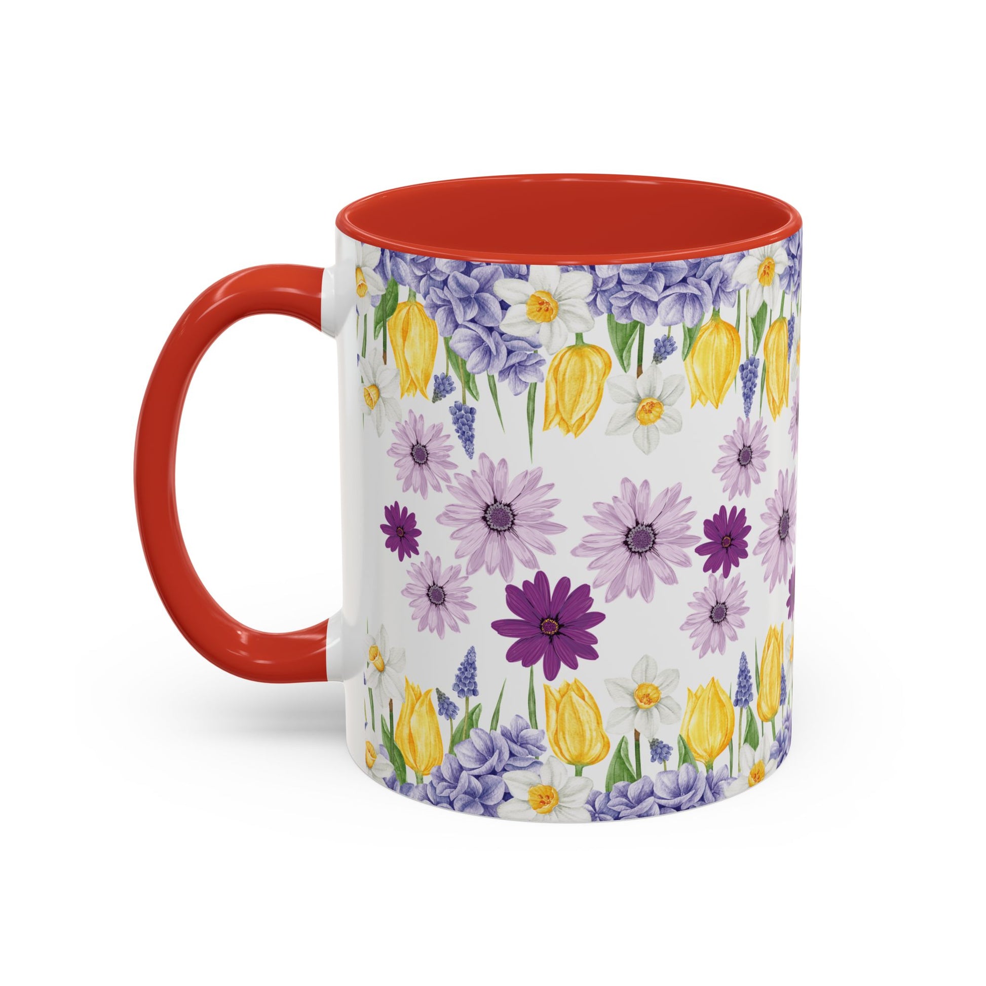 Botanical Floral Mug  Lavender & Yellow Flowers, Ceramic 11oz & 15oz Cup, Ideal Gift for Coffee Lovers, Mother's Day, or Cozy Spring Mornings
