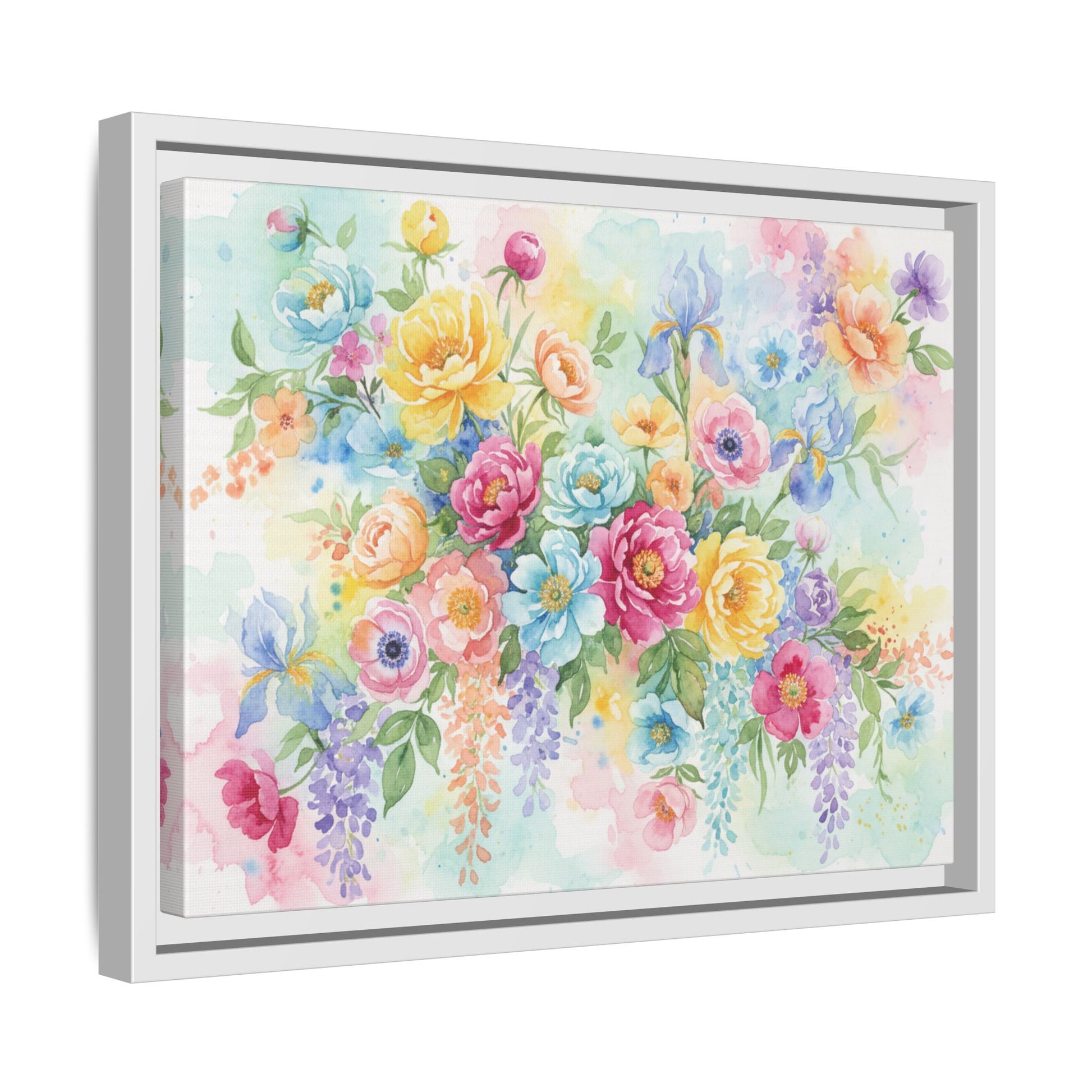 Watercolor Floral Bouquet Canvas, Framed Matte Wall Art | Multi-Color Wall Art