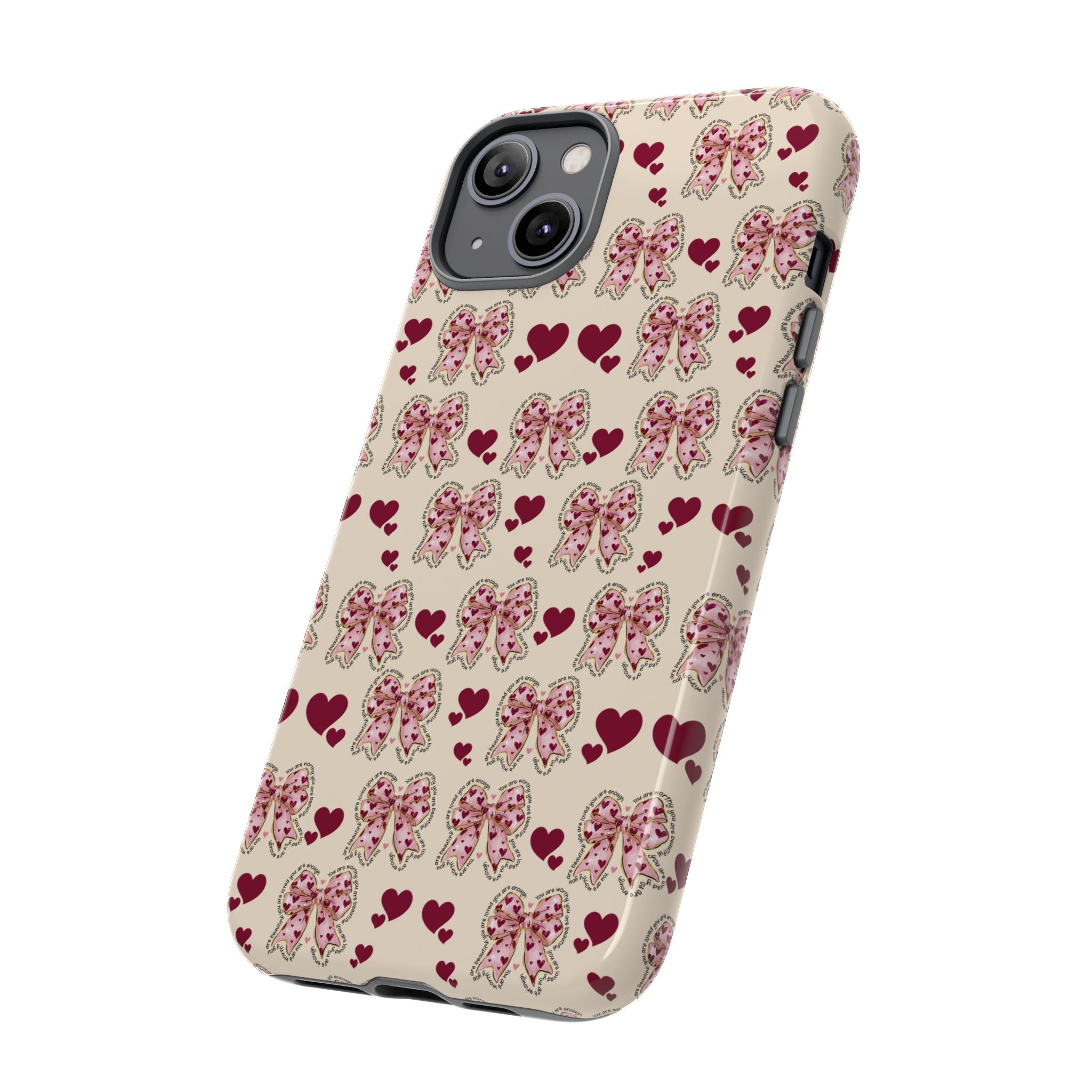 Charming Hearts & Pink Bows Phone Case Stylish & Durable Protection for Your Device | Scratch-Resistant, Slim Fit, and Lightweight Design for Everyday Use for iPhone & Android | Fresh Nature-Inspired Design!