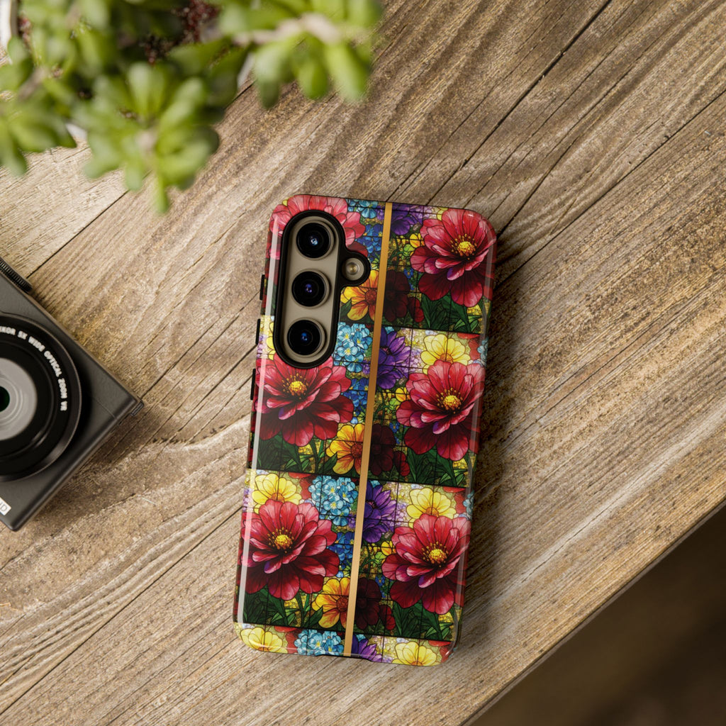 Stained Glass Illusion Floral Phone Case  3D Colorful Flower Design, Protective Christian Gift, Fits iPhone, Samsung, Google Pixel