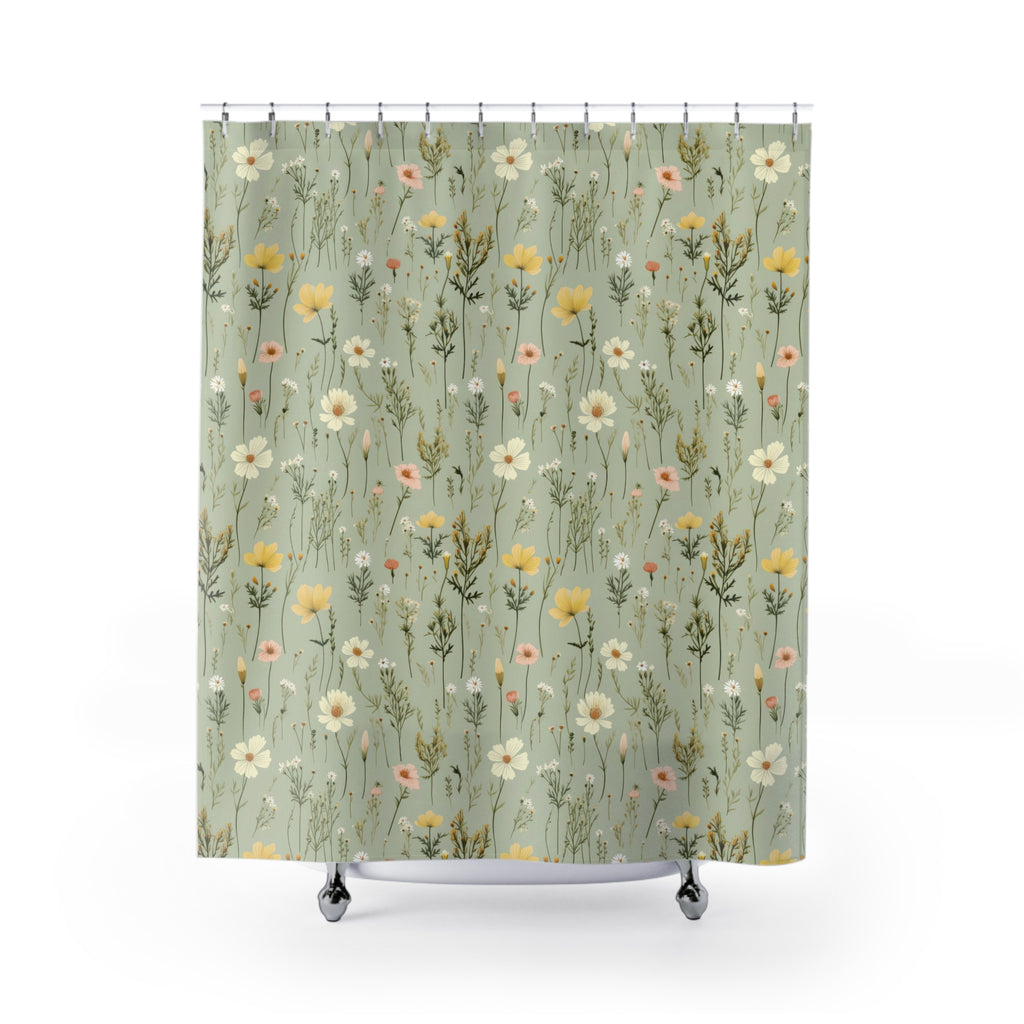 Boho Wildflowers Shower Curtain Vibrant Floral Design for Bohemian Bathroom Décor 100% Polyester, Water-Resistant, and Stylish Upgrade the Bathroom - MRSBYVALLE