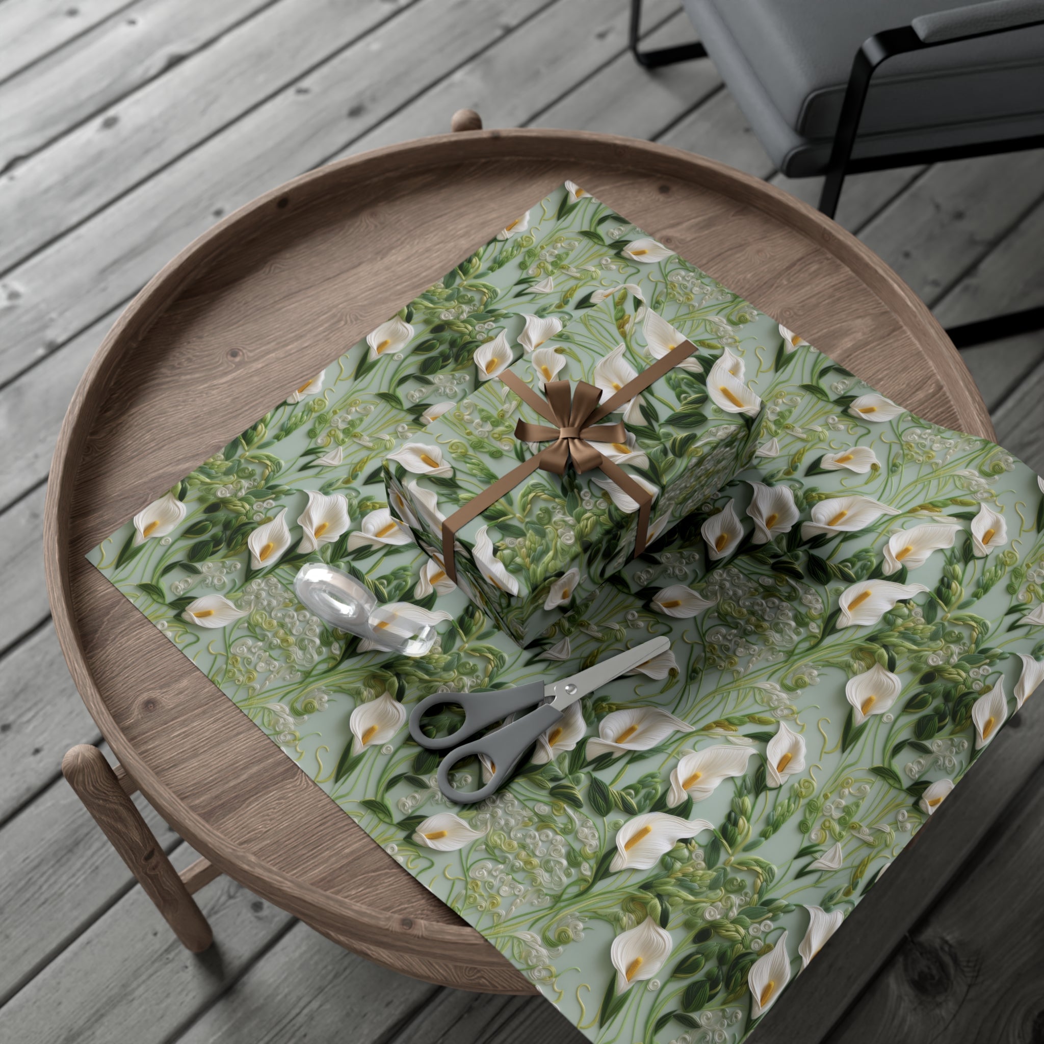 Elegant Calla Lily Wrapping Paper Beautiful Floral Design for Christmas, Birthdays & Special Occasions | Premium Gift Wrap for Nature Lovers Luxurious - MRSBYVALLE