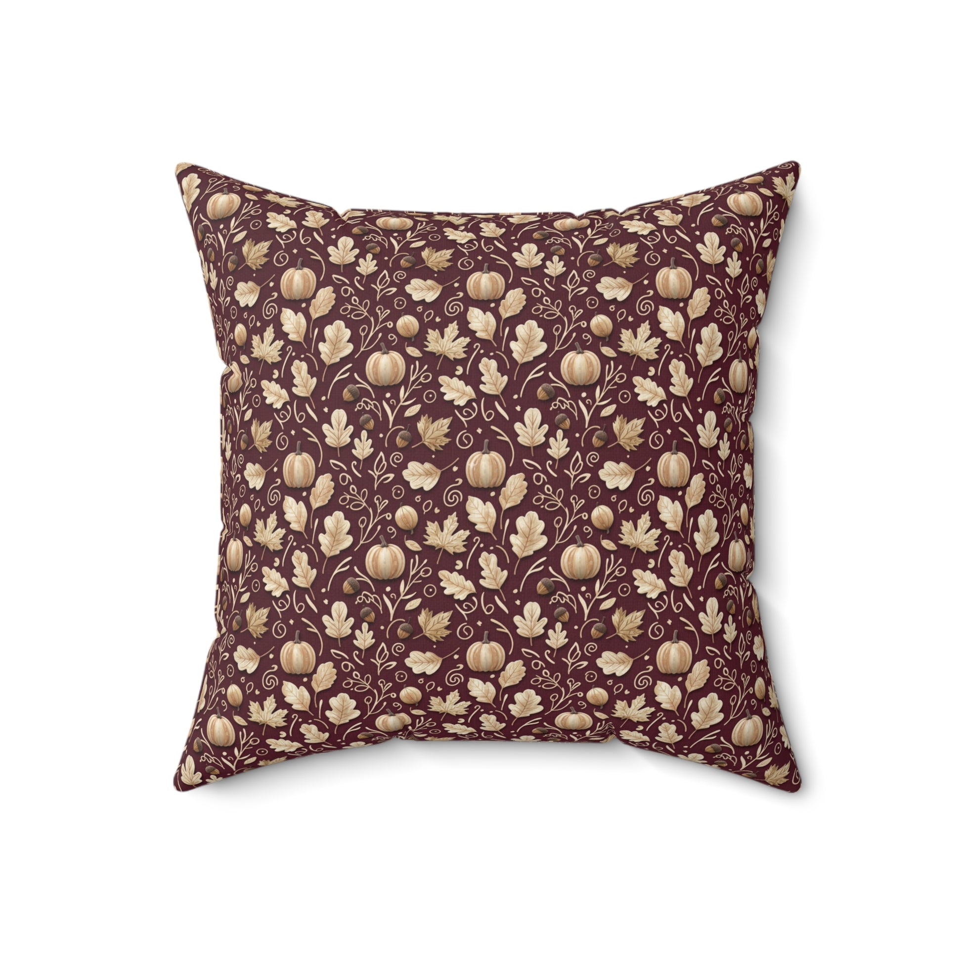 Burgundy Fall Pillow, Autumn Leaves Throw Cushion, Cozy Rustic Harvest Home Decor Accent for Living Room & Bedroom Pillow Included Housewarming