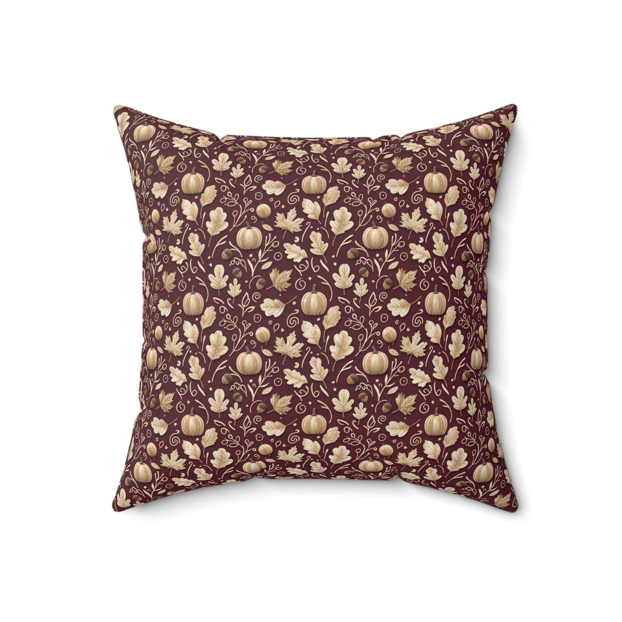 Burgundy Fall Pillow, Autumn Leaves Throw Cushion, Cozy Rustic Harvest Home Decor Accent for Living Room & Bedroom Pillow Included Housewarming