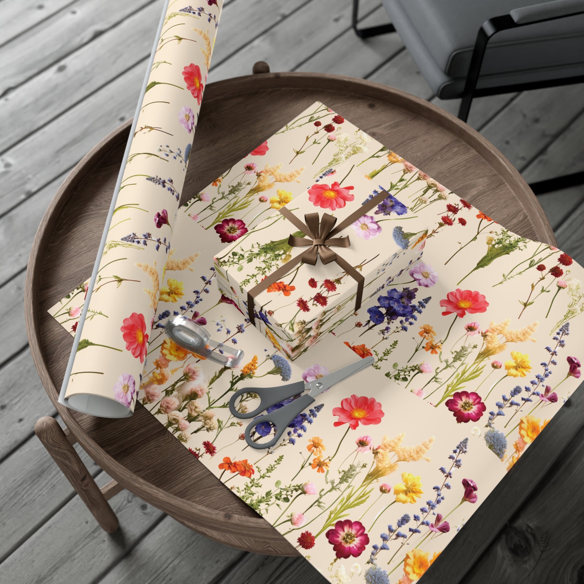 Wildflowers Press Illusion Floral Symphony Timeless Wrapping Paper Perfect for Weddings, Bridal & Baby Showers Eco-Friendly, All Occasion.