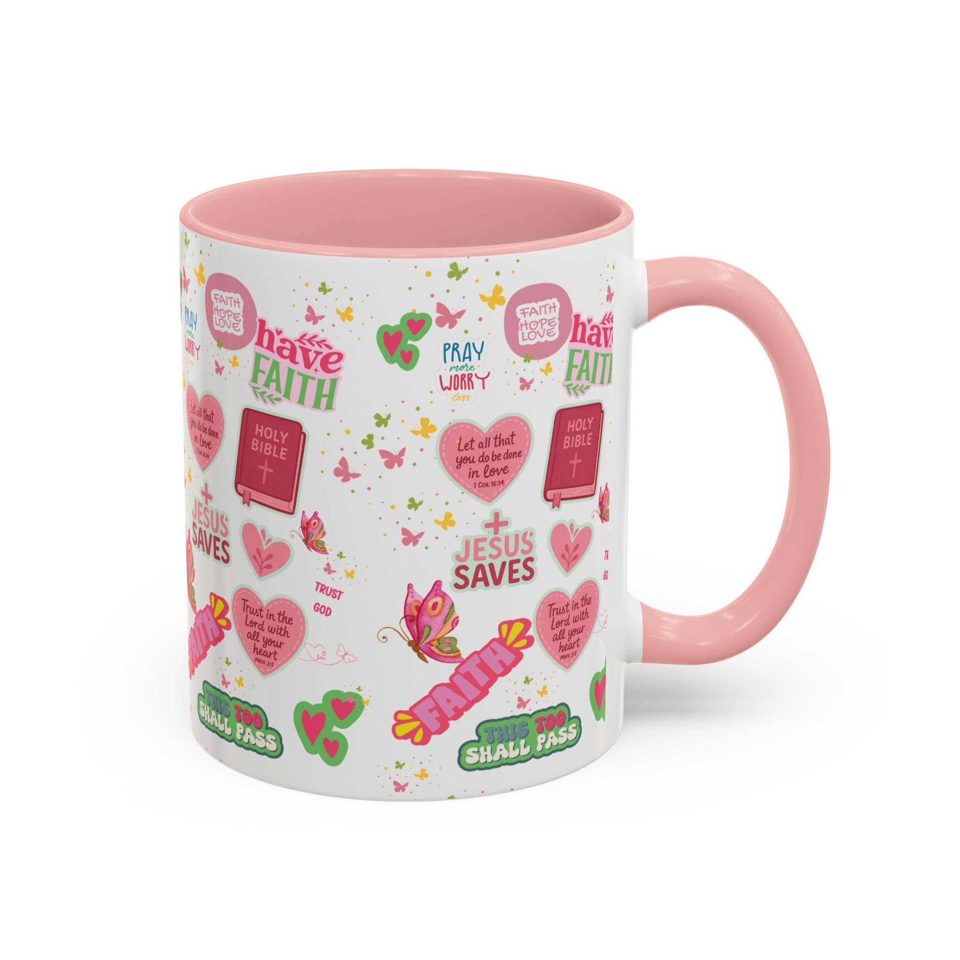 Start Your Day with Faith | Christian Mug with Bible Verse | Inspirational Gift for Christians | 11oz and 15oz Ceramic Coffee Mug Cozy Spring Mornings