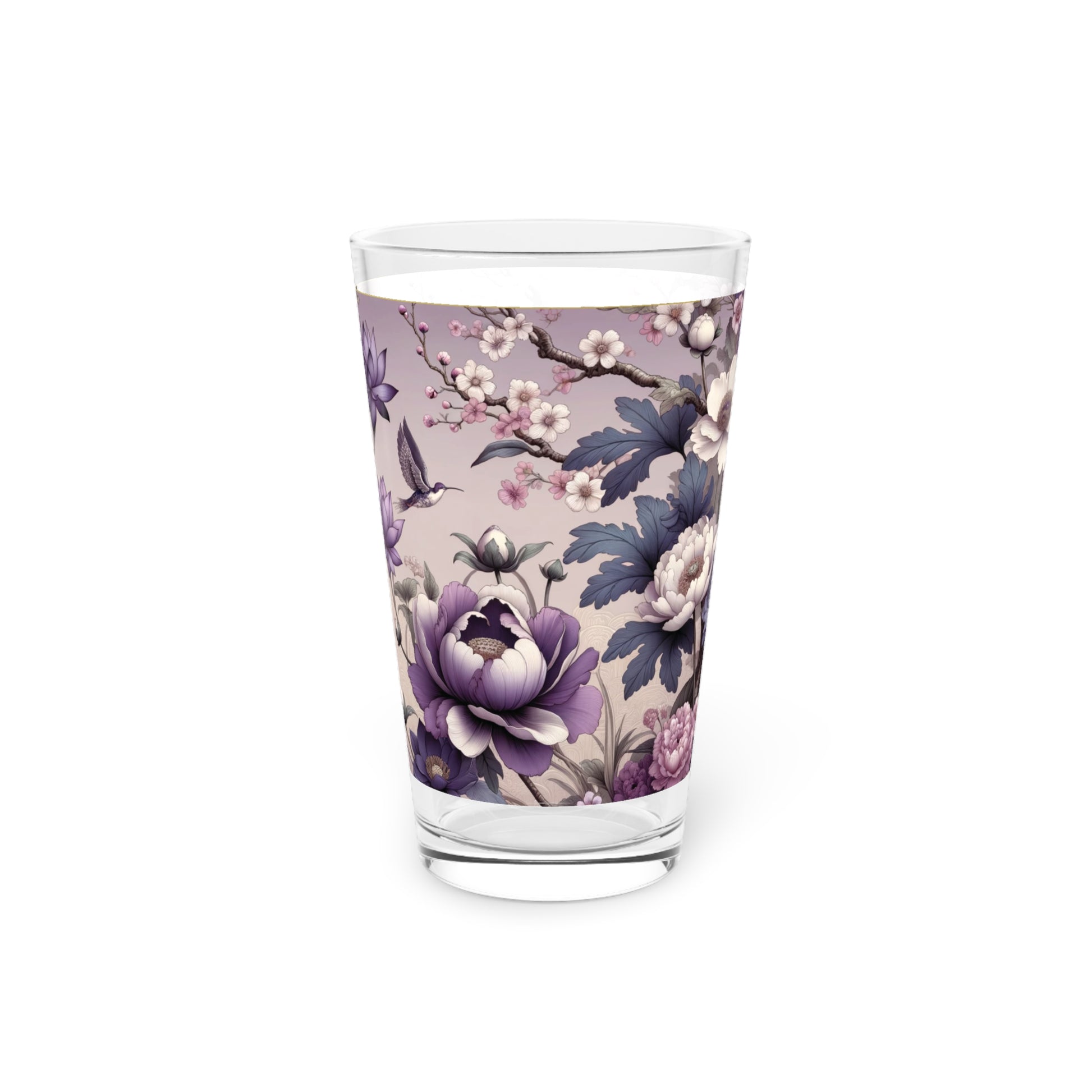 Purple Wildflower Pint Glass Colorful Floral Drinkware for Home & Bar, 16 oz Housewarming, Wedding, Bridal Shower Glass, Mother's Day Party Drinkware, Housewarming Perfect Gift Party Drinkware, Cocktail, Wedding Perfect for Parties - MRSBYVALLE