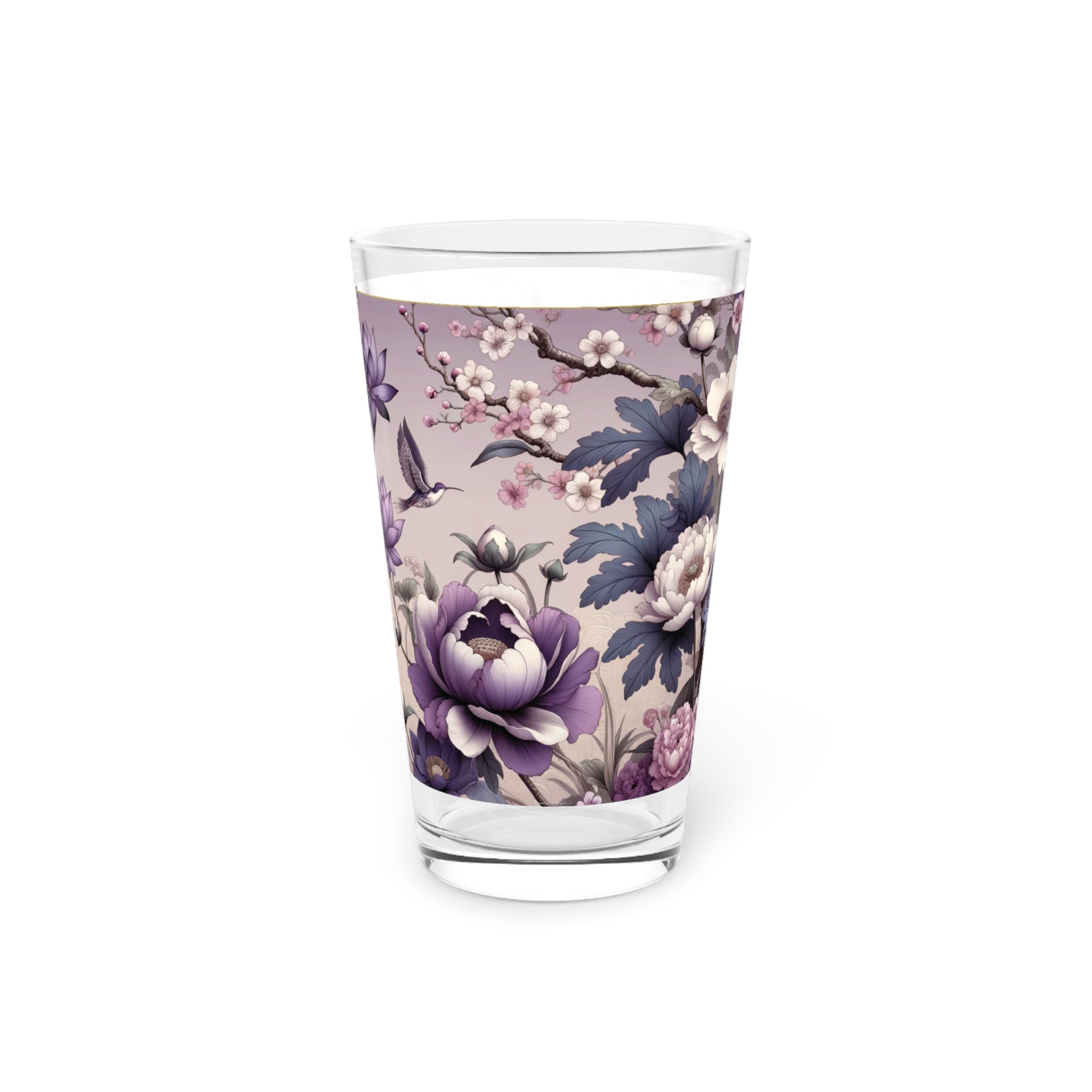Purple Wildflower Pint Glass Colorful Floral Drinkware for Home & Bar, 16 oz Housewarming, Wedding, Bridal Shower Glass, Mother's Day Party Drinkware, Housewarming Perfect Gift Party Drinkware, Cocktail, Wedding Perfect for Parties - MRSBYVALLE