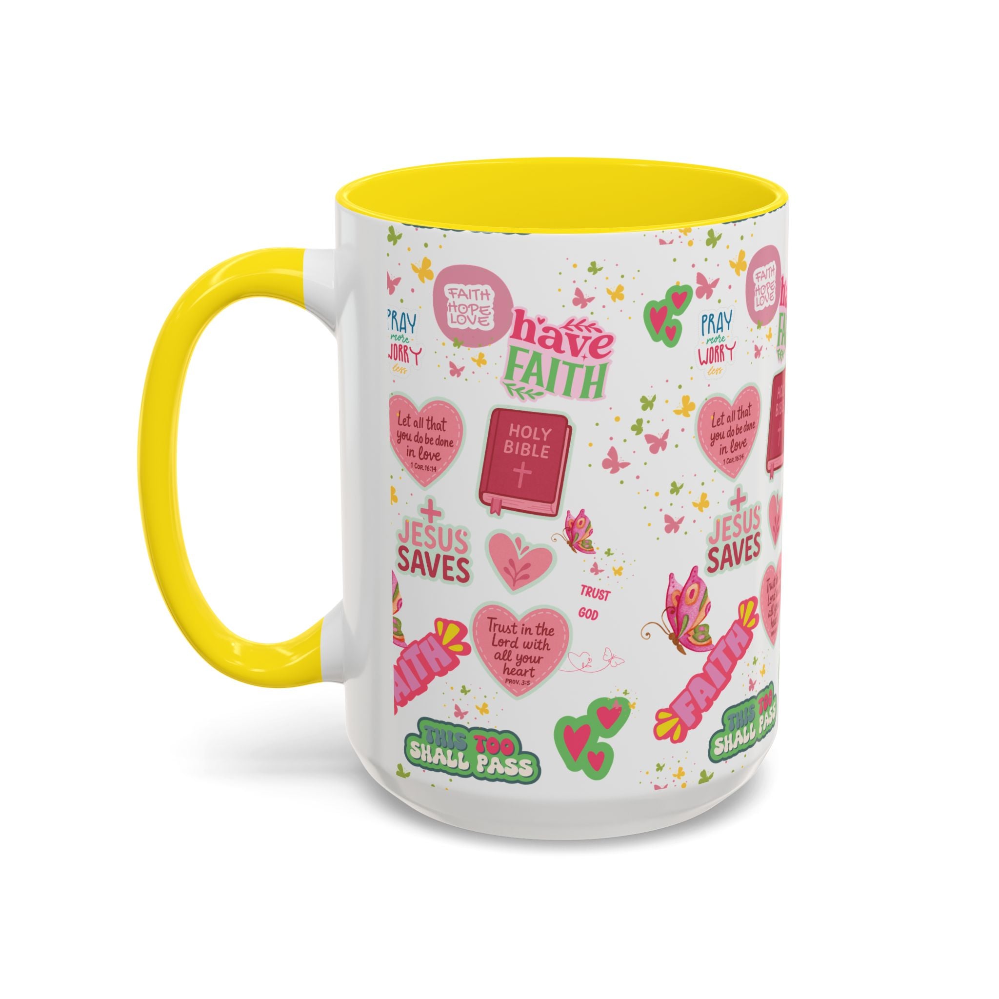 Commencez votre journée avec la foi | Mug chrétien avec verset biblique | Cadeau inspirant pour chrétiens | Mug à café en céramique 325 ml et 443 ml Matins de printemps douillets
