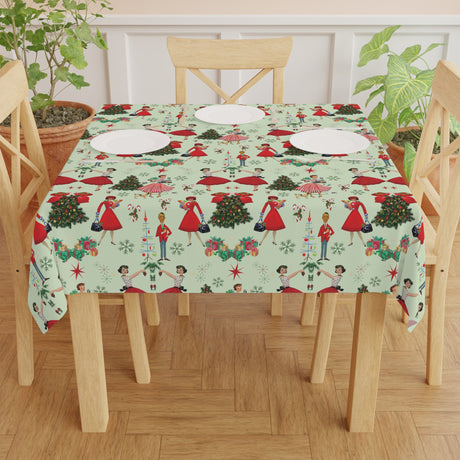 1950s Vintage Tablecloth Retro Christmas Design | One Size (55.1"x55.1") | 100% Polyester | Soft & Lightweight | Unique Holiday Table Deco Perfect Gift for Housewarming, Parties,  all Events and Occasions - MRSBYVALLE