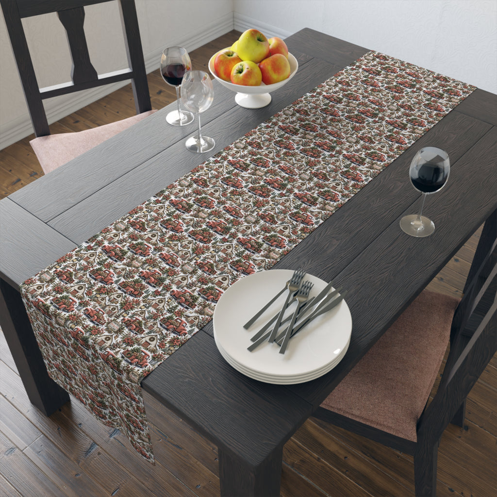 Autumn Harvest Table Runner — Rustic Farmhouse Cotton-Poly Dining Decor