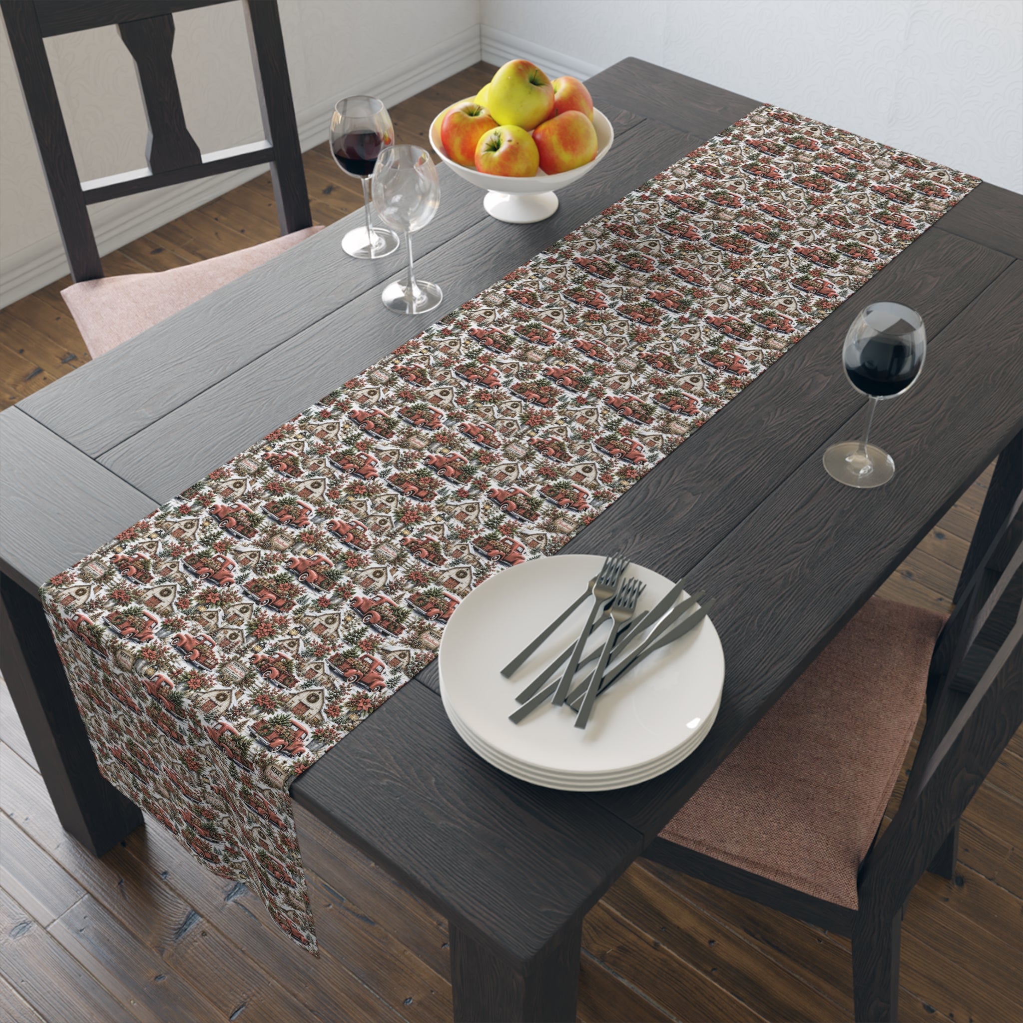 Autumn Harvest Table Runner — Rustic Farmhouse Cotton-Poly Dining Decor