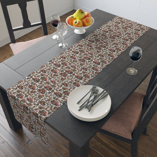 Autumn Harvest Table Runner — Rustic Farmhouse Cotton-Poly Dining Decor