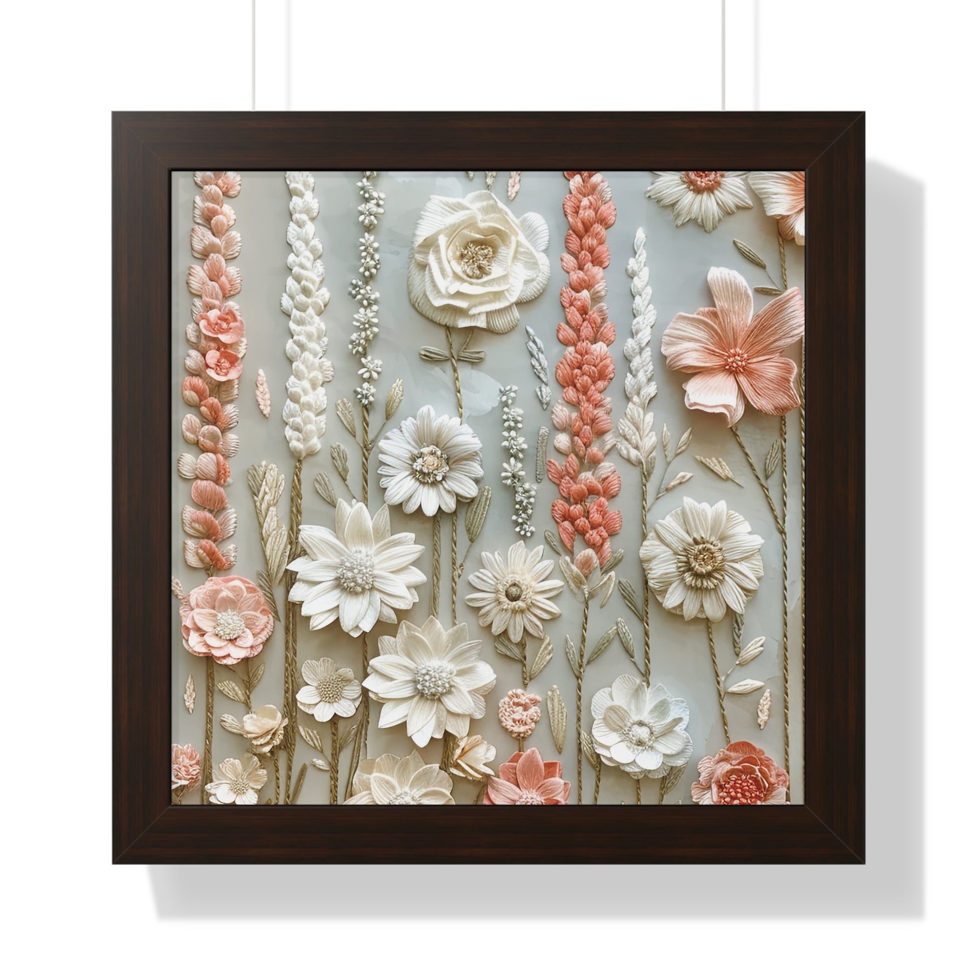 Delicate Pastel Floral Wall Art Captivating Blossom Patterns in Soft Hues and Elegant Home Décor Perfect for Living Rooms, Bedrooms, and Cozy Corners Encased in Black, White, or Walnut Frames with Durable Ready to Hang  Timelessly Crafted. - MRSBYVALLE
