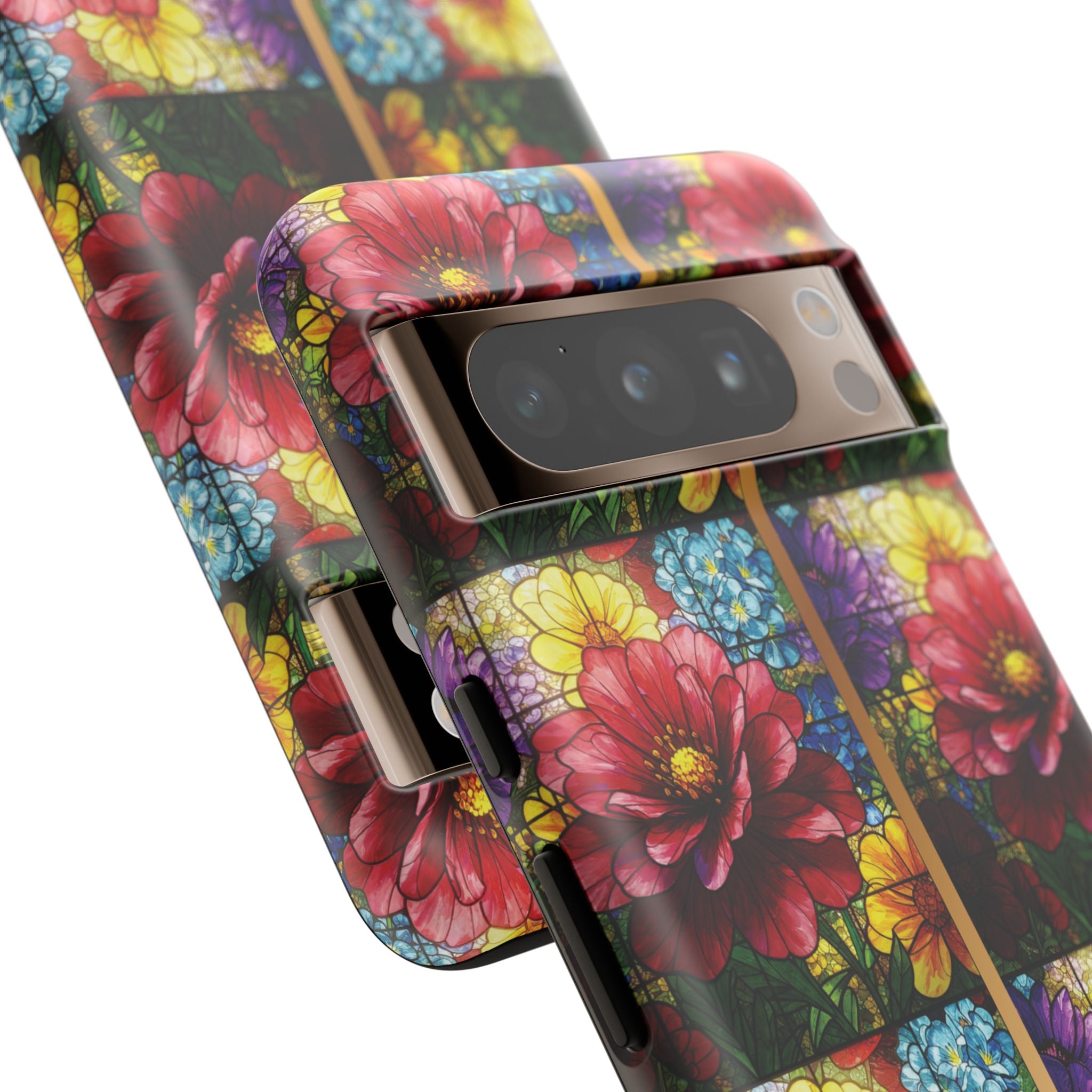 Stained Glass Illusion Floral Phone Case  3D Colorful Flower Design, Protective Christian Gift, Fits iPhone, Samsung, Google Pixel