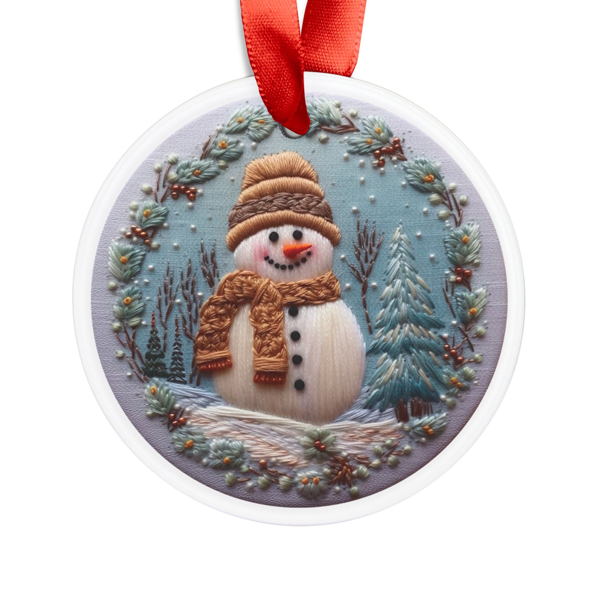 Christmas Snowman Ornament 3D Illusion Acrylic with Ribbon - Festive Holiday Décor, Perfect Gift for Tree, Home, Office | Unique Christmas Decoration Holiday Keepsake Ideal for Tree Trimming and Gift Giving