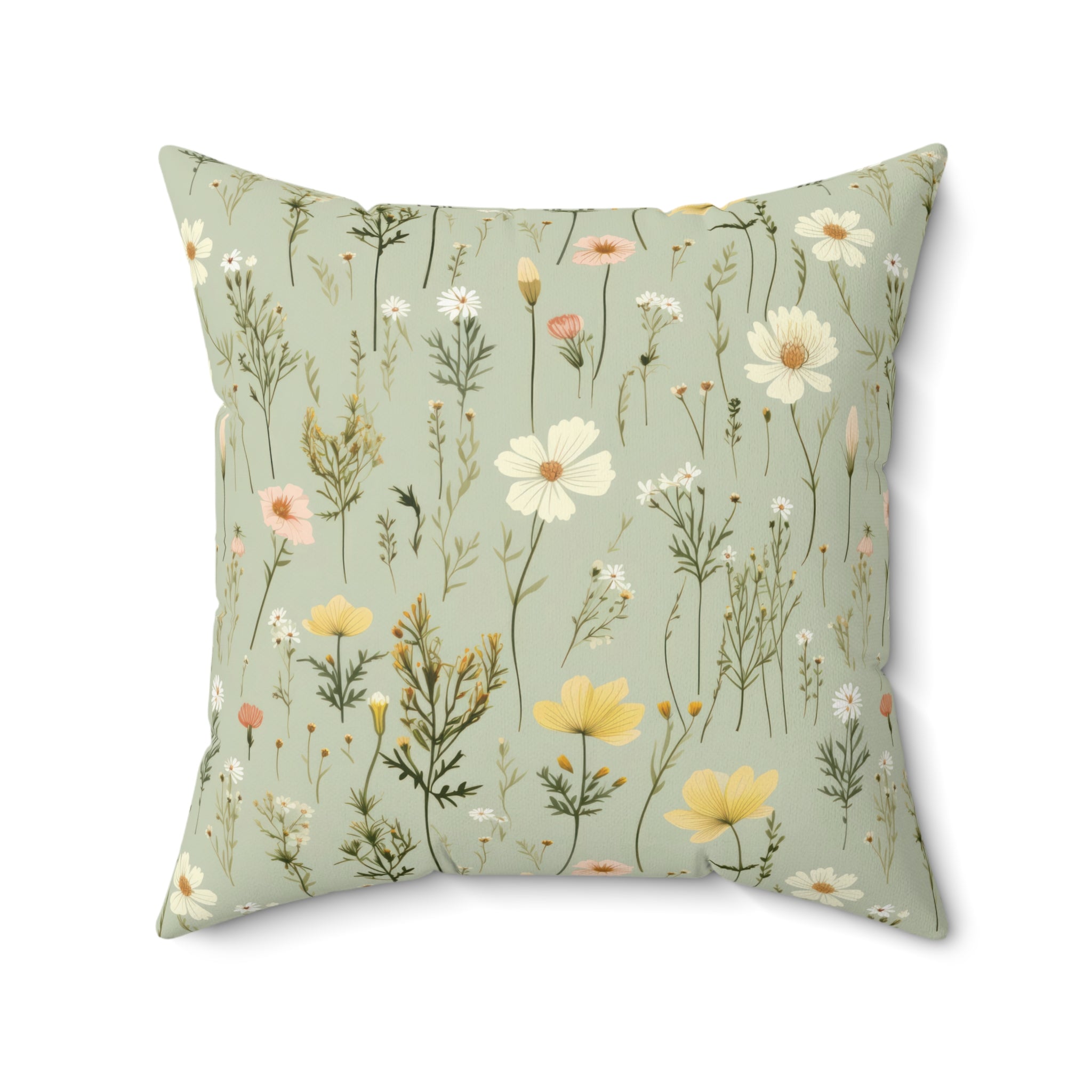 Boho Wildflowers Square Pillow Vibrant Floral Design Soft and Stylish Decorative Throw Pillow for Boho-Inspired Home DécorBridal Shower - MRSBYVALLE