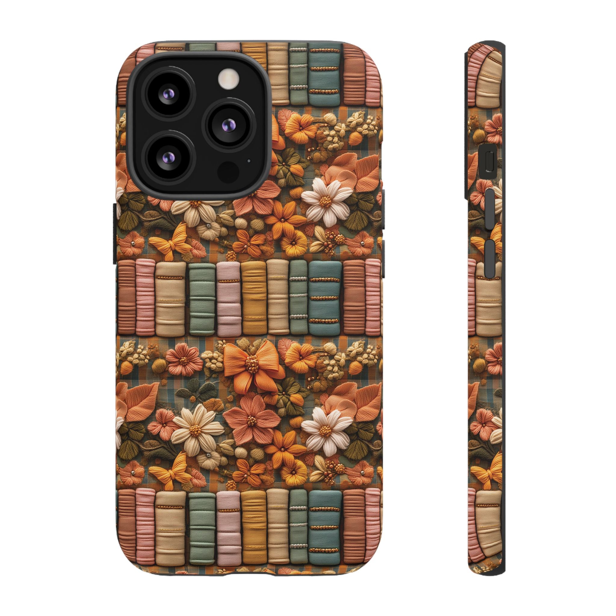 3D Illusion Boho Floral and Books Phone Case Gift for Her Phone 15, Samsung iPhone Samsung Gift for Her Case iPhone 15, Samsung iPhone Samsung Accessory Gift for Her