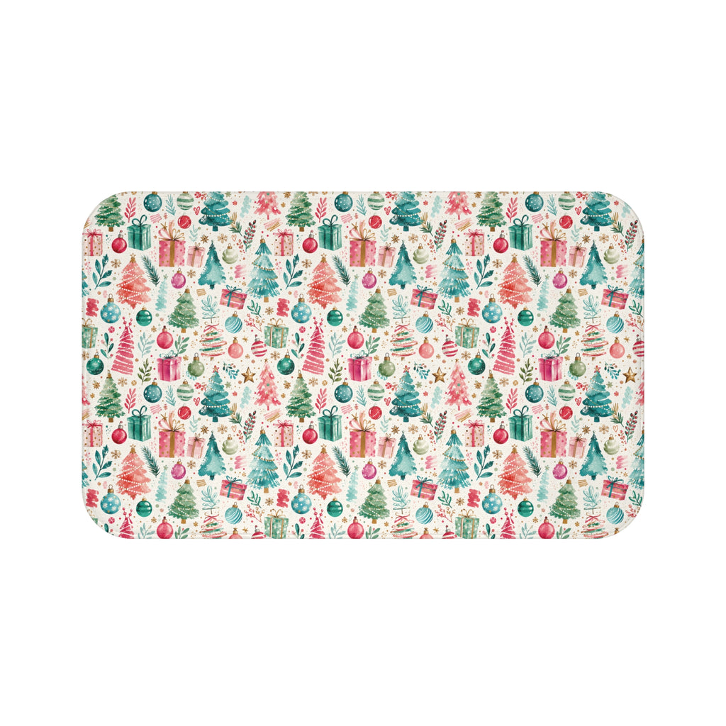 Christmas Tree & Gifts Bath Mat — Festive Holiday Bathroom Rug