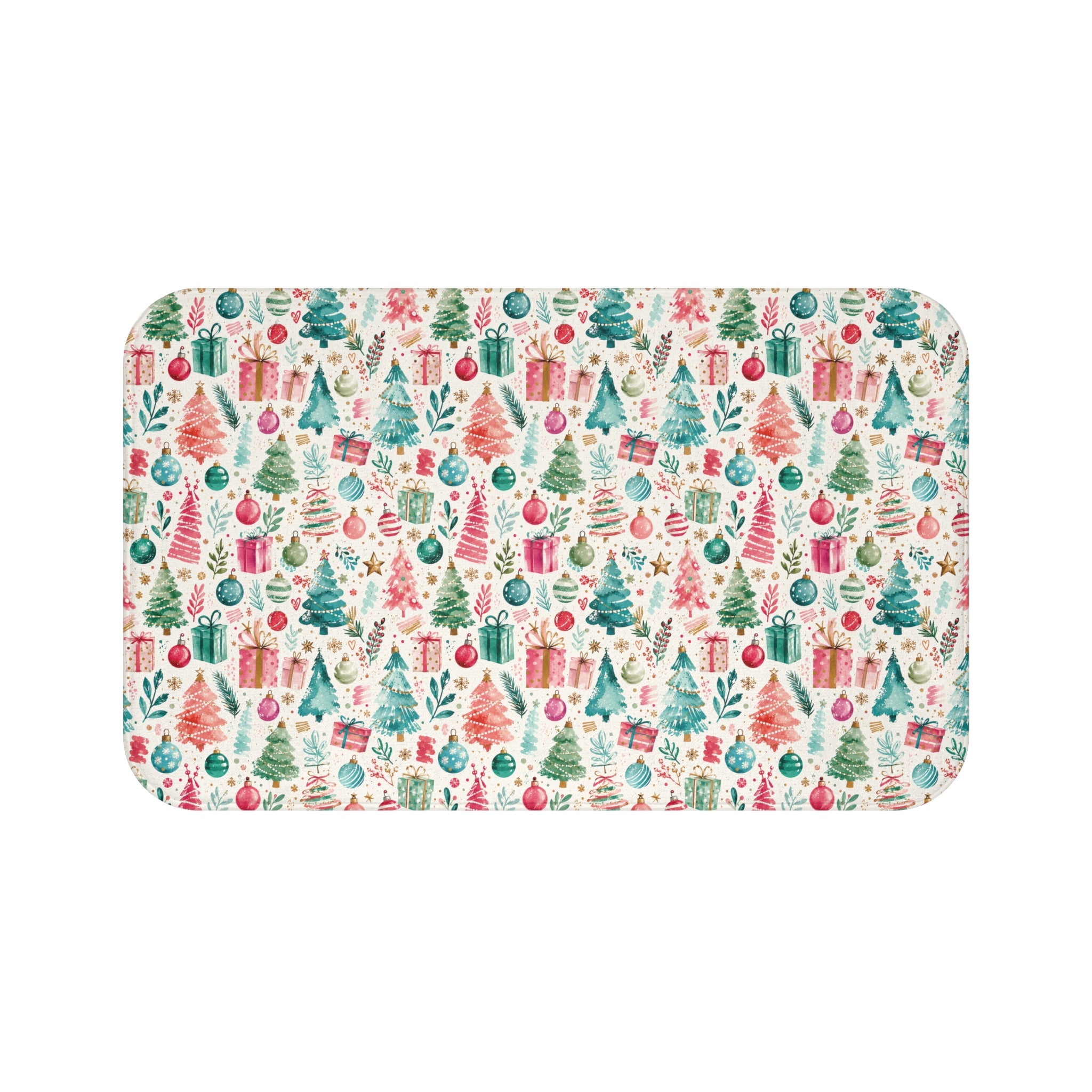 Christmas Tree & Gifts Bath Mat — Festive Holiday Bathroom Rug