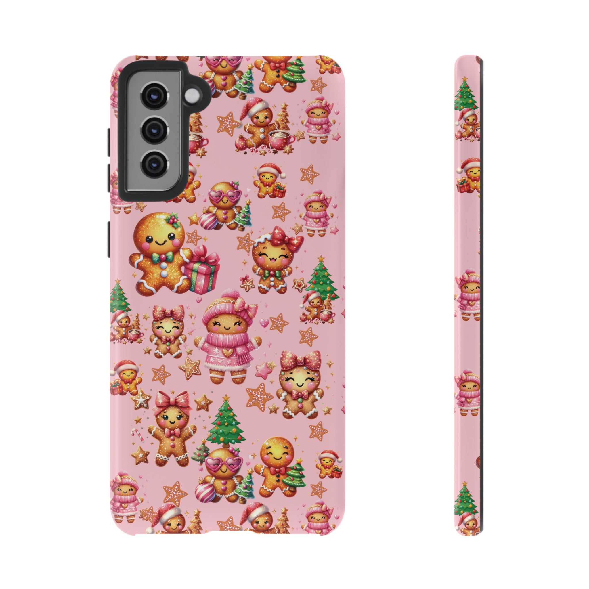 Adorable Pink Gingerbread Girl Phone Case Girly Holiday Vibes, Sweet Christmas Aesthetic, Cute & Festive Gift Idea for Her, Fun Protective Cover