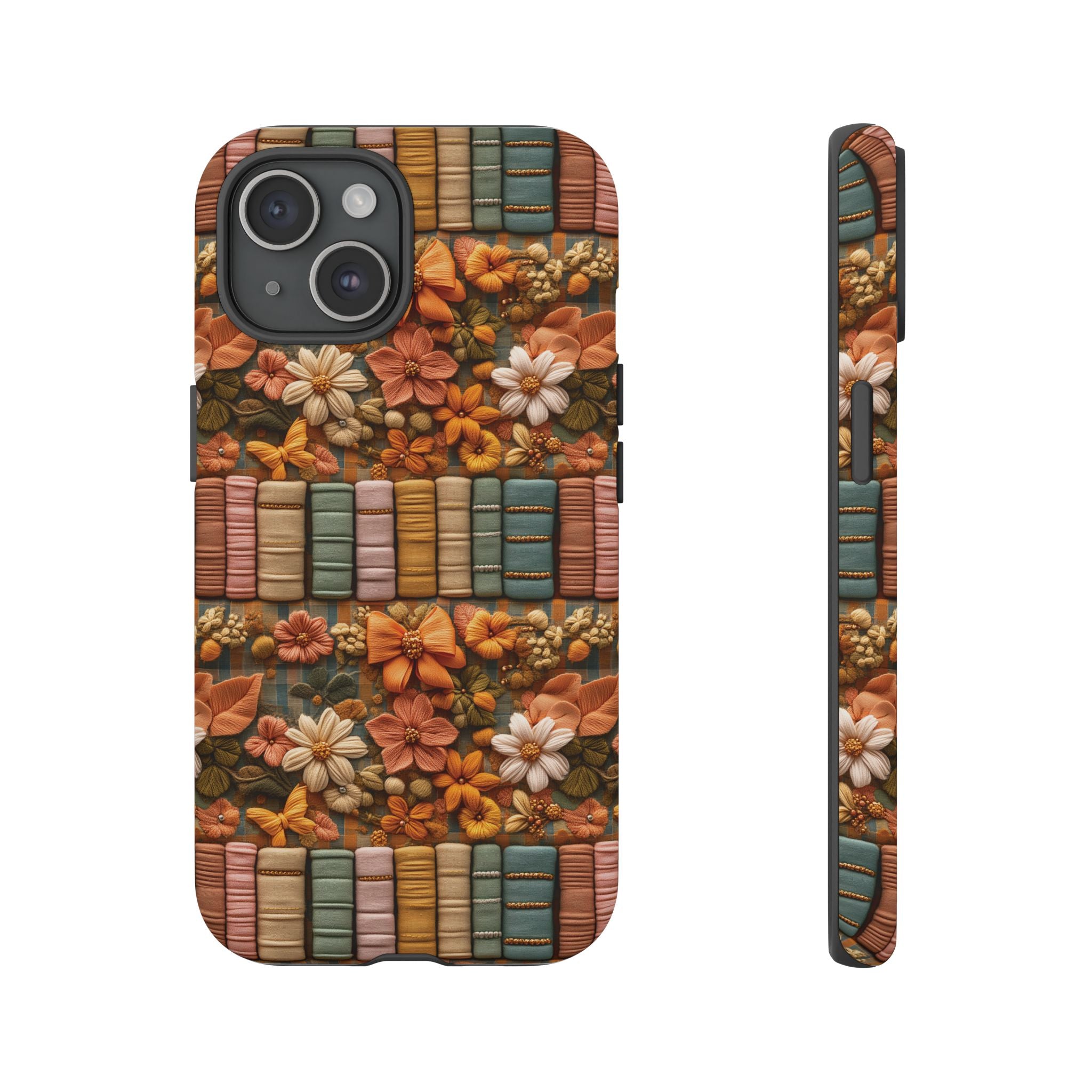 3D Illusion Boho Floral and Books Phone Case Gift for Her Phone 15, Samsung iPhone Samsung Gift for Her Case iPhone 15, Samsung iPhone Samsung Accessory Gift for Her
