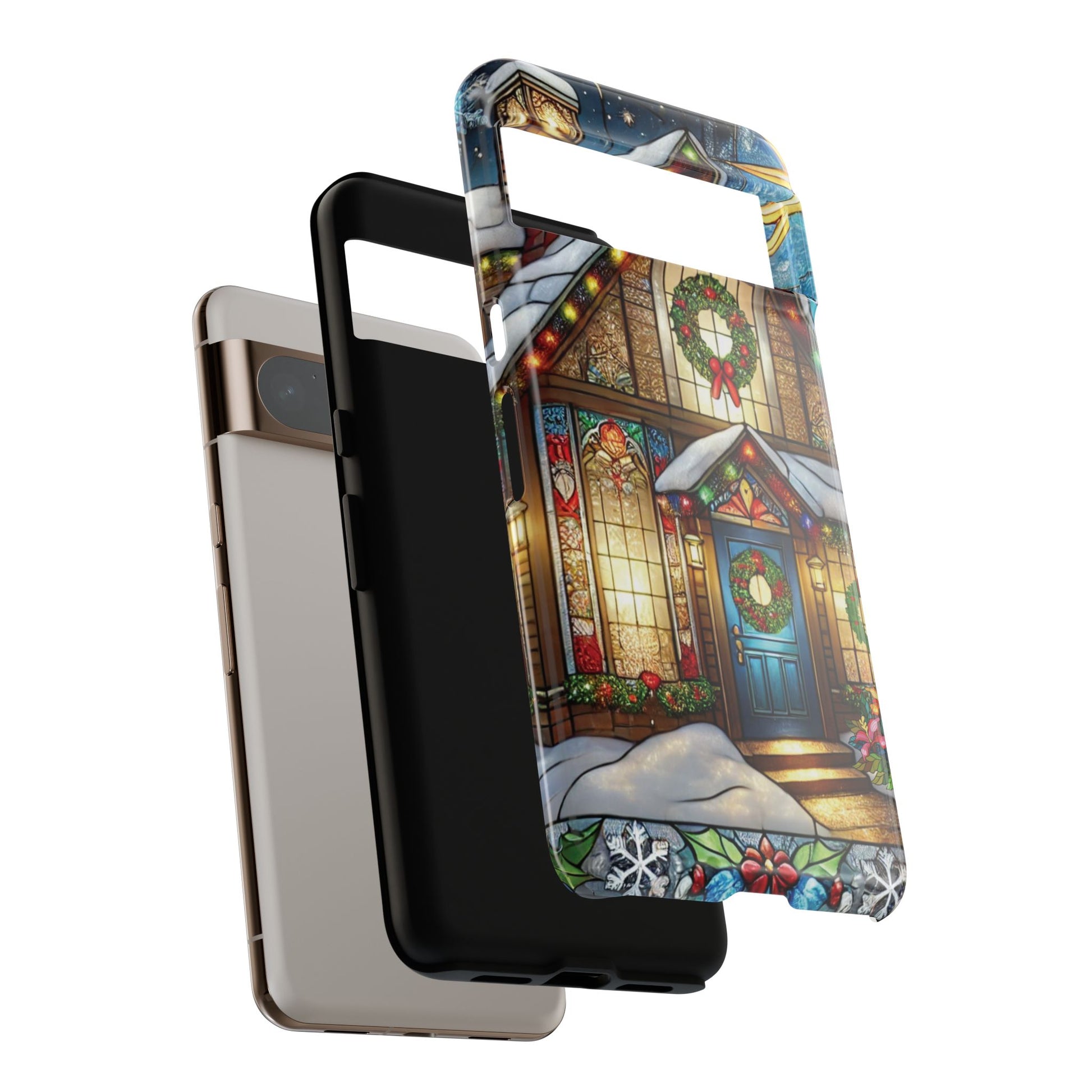 Stain Glass Christmas Phone Case Unique Holiday Protection for Your Device | Stylish & Durable Cover Gift for Her Phone 15, Samsung iPhone Samsung Accessory Gift for Her