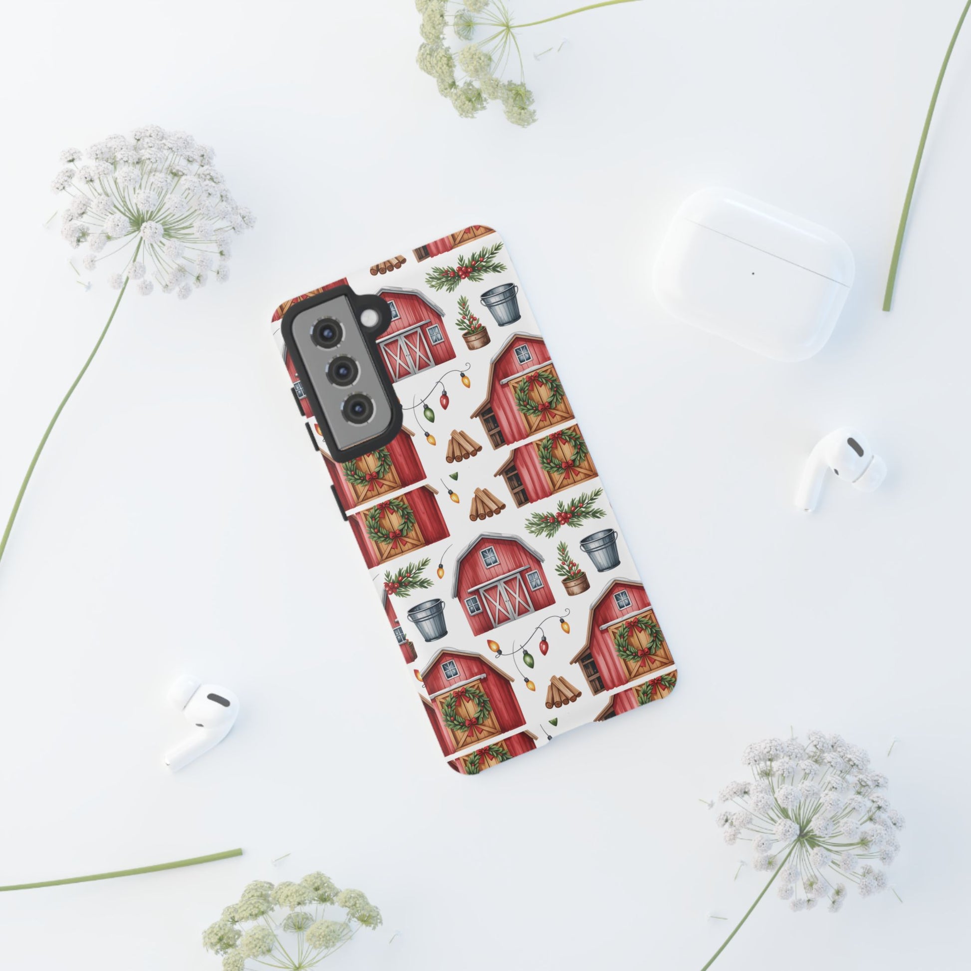 Farmhouse Christmas Design Phone Case - Stylish, Protective Cover for All Models Gift for Mom Accessory Gift for Her