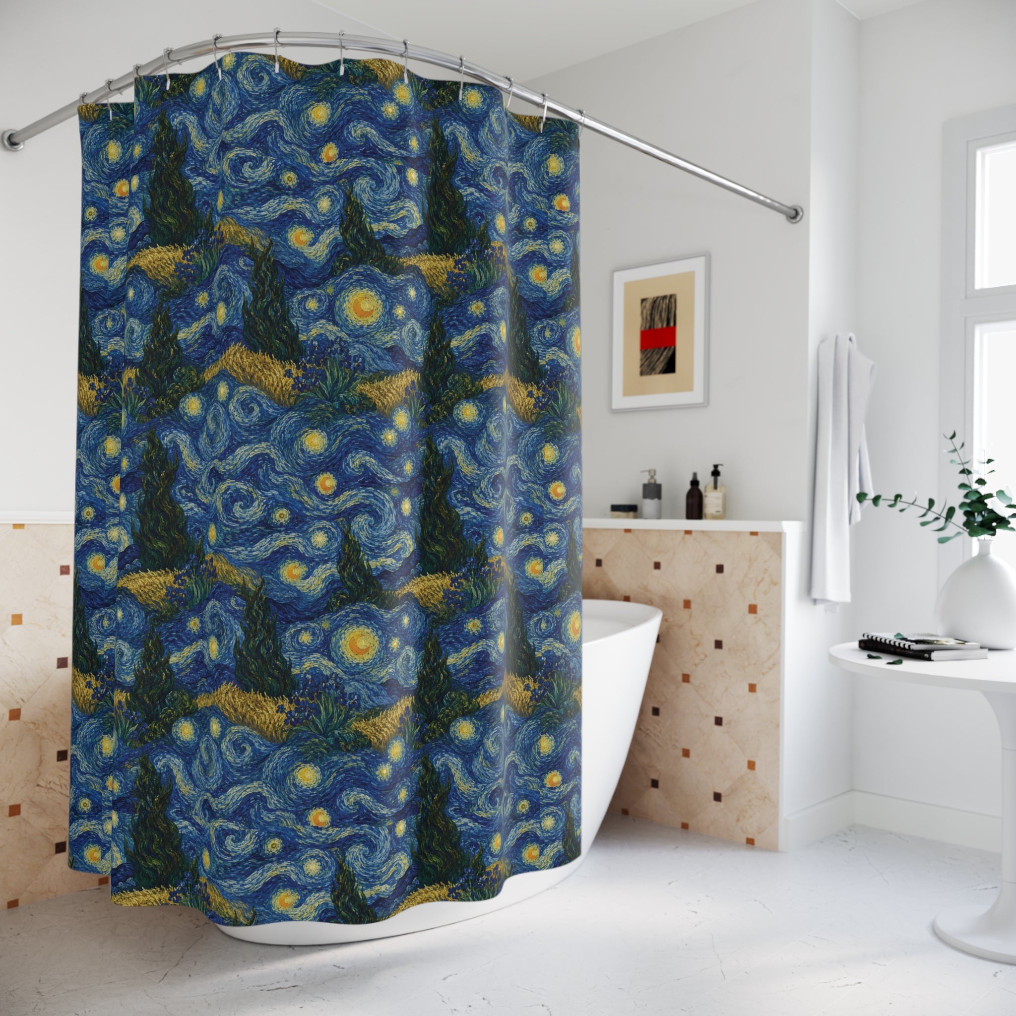 Van Gogh Illusion Shower Curtain — Elegant Art Lover Bathroom Decor