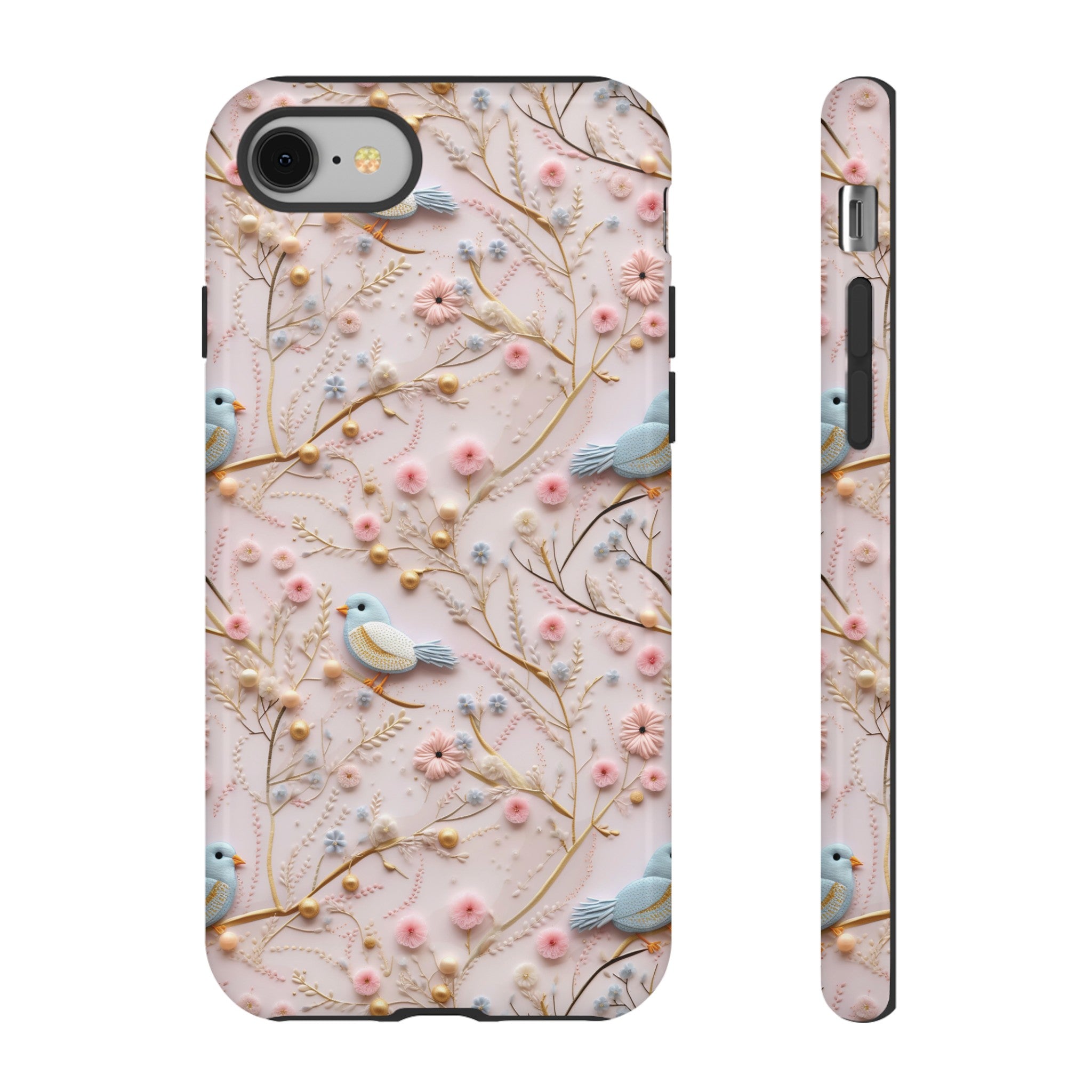 3D Birds Elegant Faux Flowers Phone Case Stylish & Durable for iPhone Samsung Gift iPhone 15, 14, 13 Samsung Pixel Gift for Mom Accessory Gift for Her