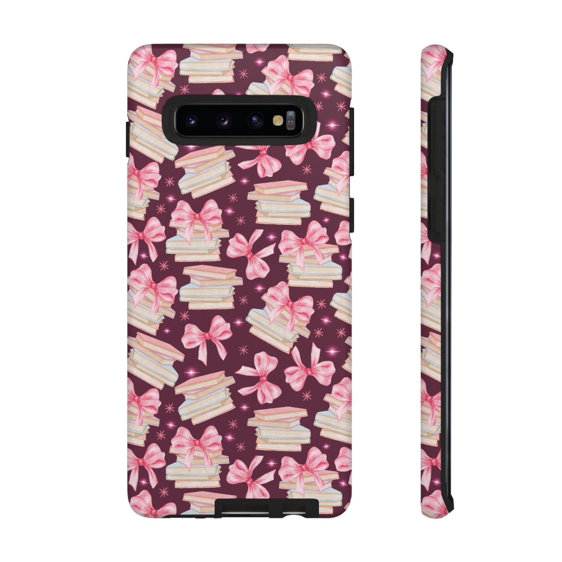 Coquette Pink Bows & Books Phone Case for iPhone 17 and Samsung, Pixel | Stylish Protective Cover Gift for Her Perfect for Floral Lover