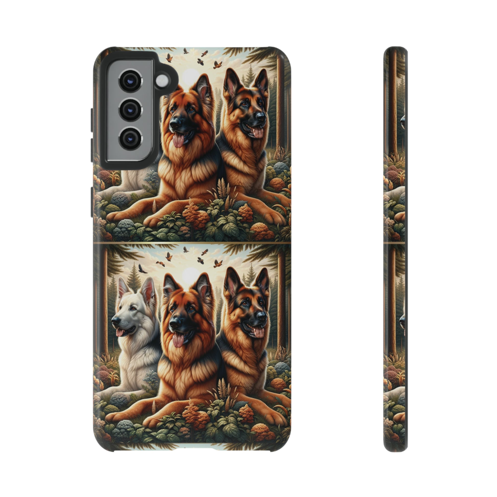 German Shepherd Phone Tough Case Floral Elegant Durable Dog Lover Devices iPhone 15, Samsung iPhone Samsung Accessory Gift for Her.
