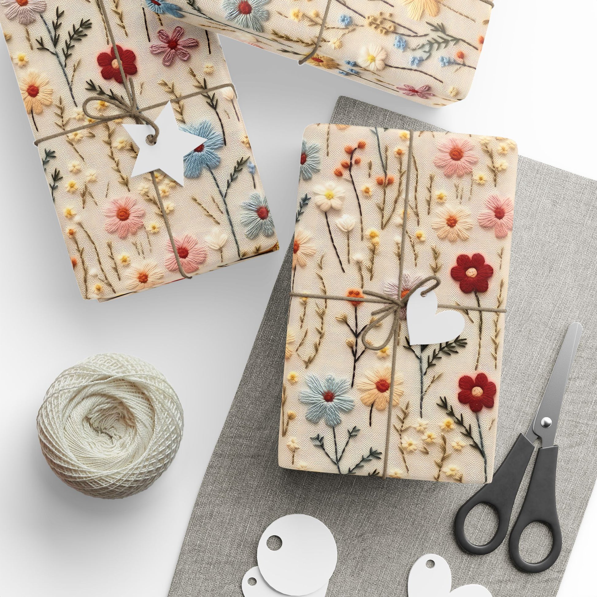 BOHO 3D Illusion Wildflowers Gift Wrap it's Perfect for Weddings, Bridal and Baby Showers Eco-Friendly, Vibrant Design in Matte Satin, All Occasion