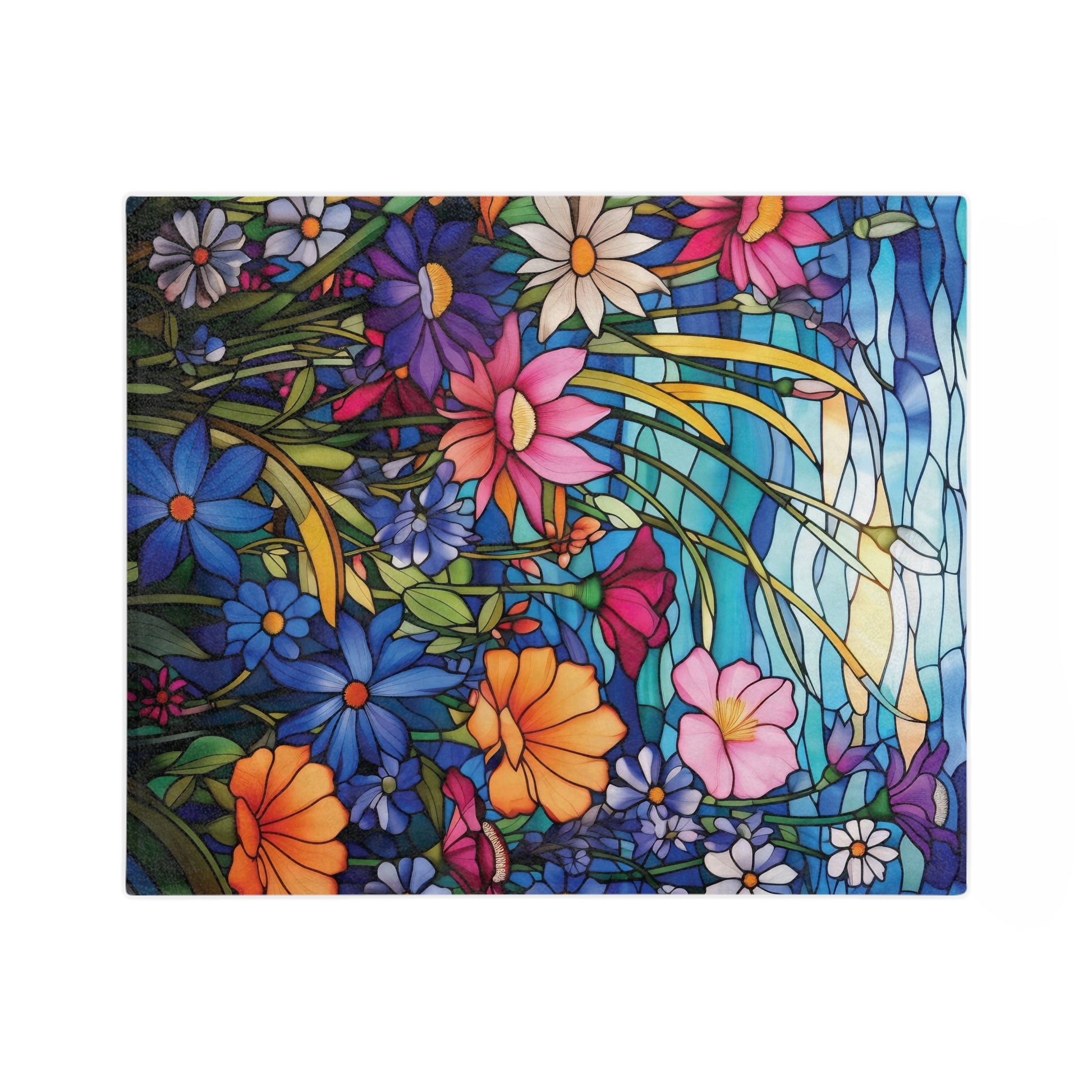Wildflowers Stain Glass Illusion Minky Blanket Throw Ultra-Soft Minky Blanket Cozy Comfort Blanket Elegant Home Decor Plush Microfiber for Maximum Comfort Blanket, Perfect for Snuggling Decor, Cozy All-Season Warmth, Housewarming Gift Throw - MRSBYVALLE