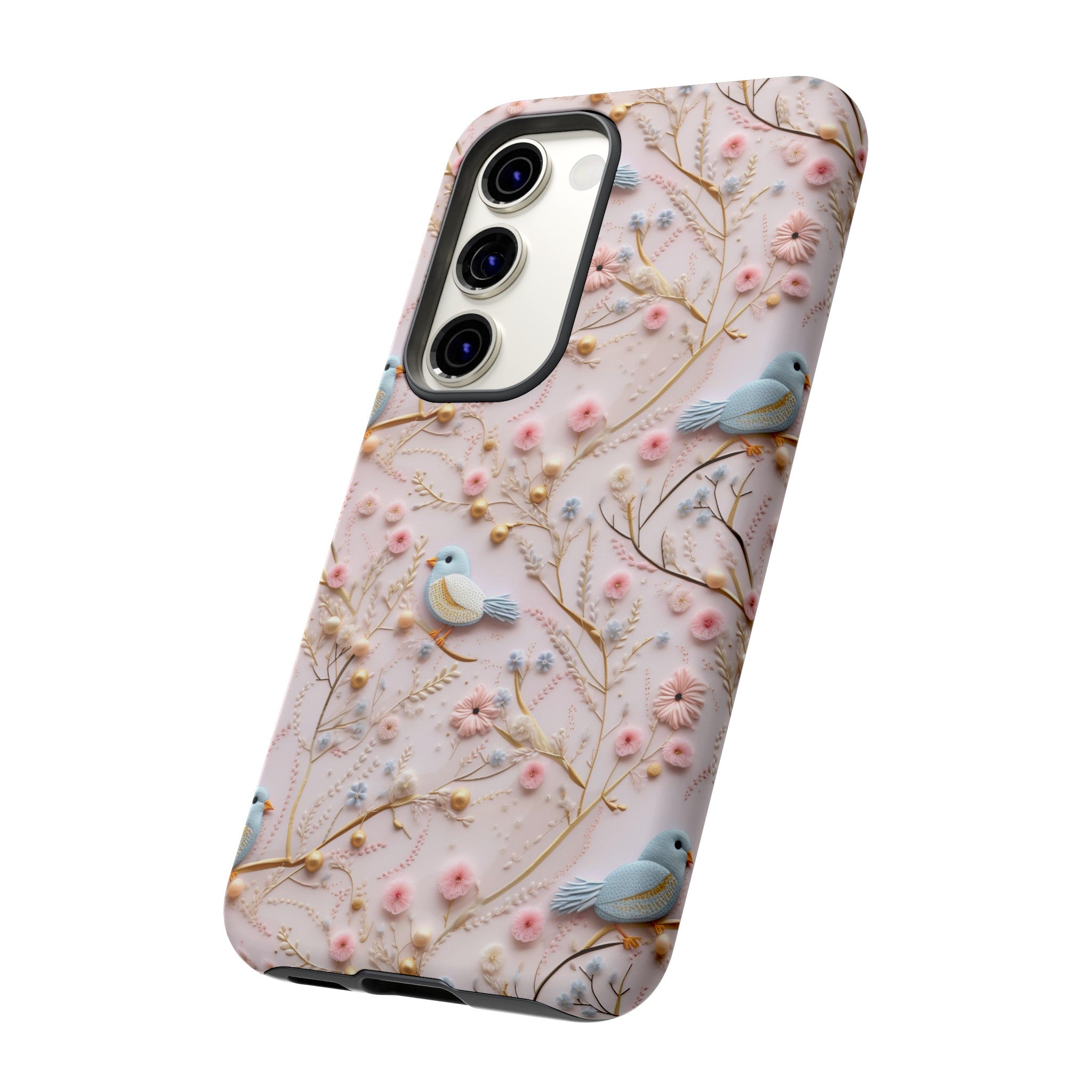 3D Birds Elegant Faux Flowers Phone Case Stylish & Durable for iPhone Samsung Gift iPhone 15, 14, 13 Samsung Pixel Gift for Mom Accessory Gift for Her