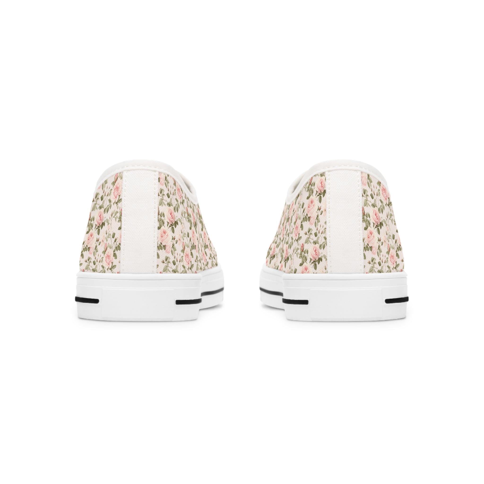 Pink Floral Women's Low Top Sneakers Breathable Polyester Canvas, Lightweight Stylish Floral Pastel Design, Comfortable All-Day Wear, Perfect for Walking and Everyday Activities - MRSBYVALLE