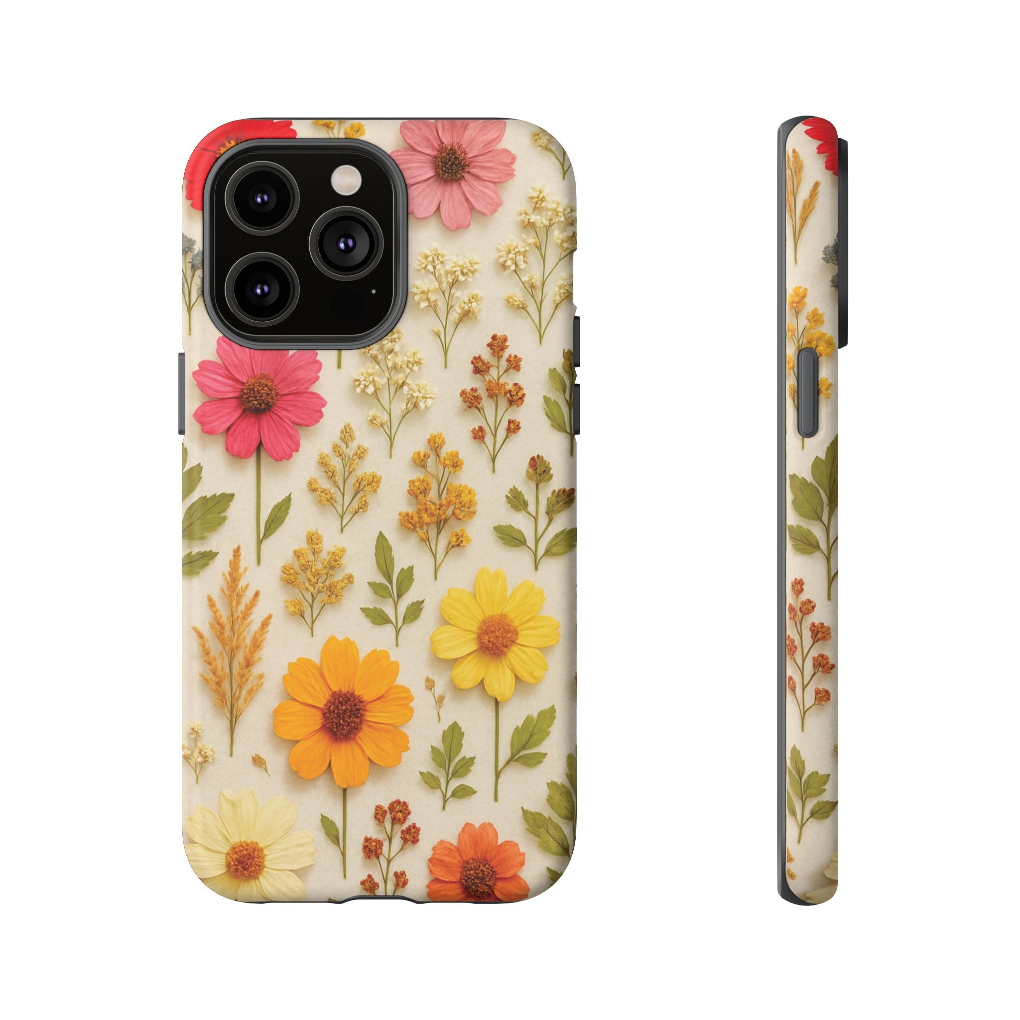 Dried Flowers Illusion Phone Case – Realistic Botanical Aesthetic, Colorful Pressed Floral Art, Trendy Nature-Inspired Protective Cover  iPhone & Samsung Models