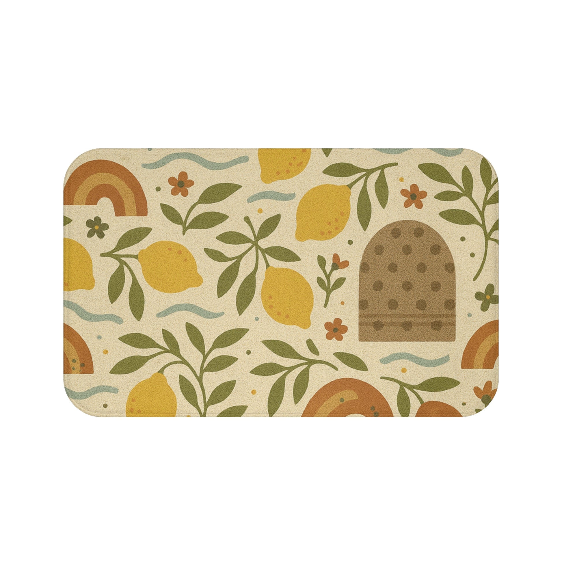 Boho Lemons and Floral Lavender Bathmat Tropical Floral Print with for a Bold, Elegant Bathroom Upgrade Comfort Home