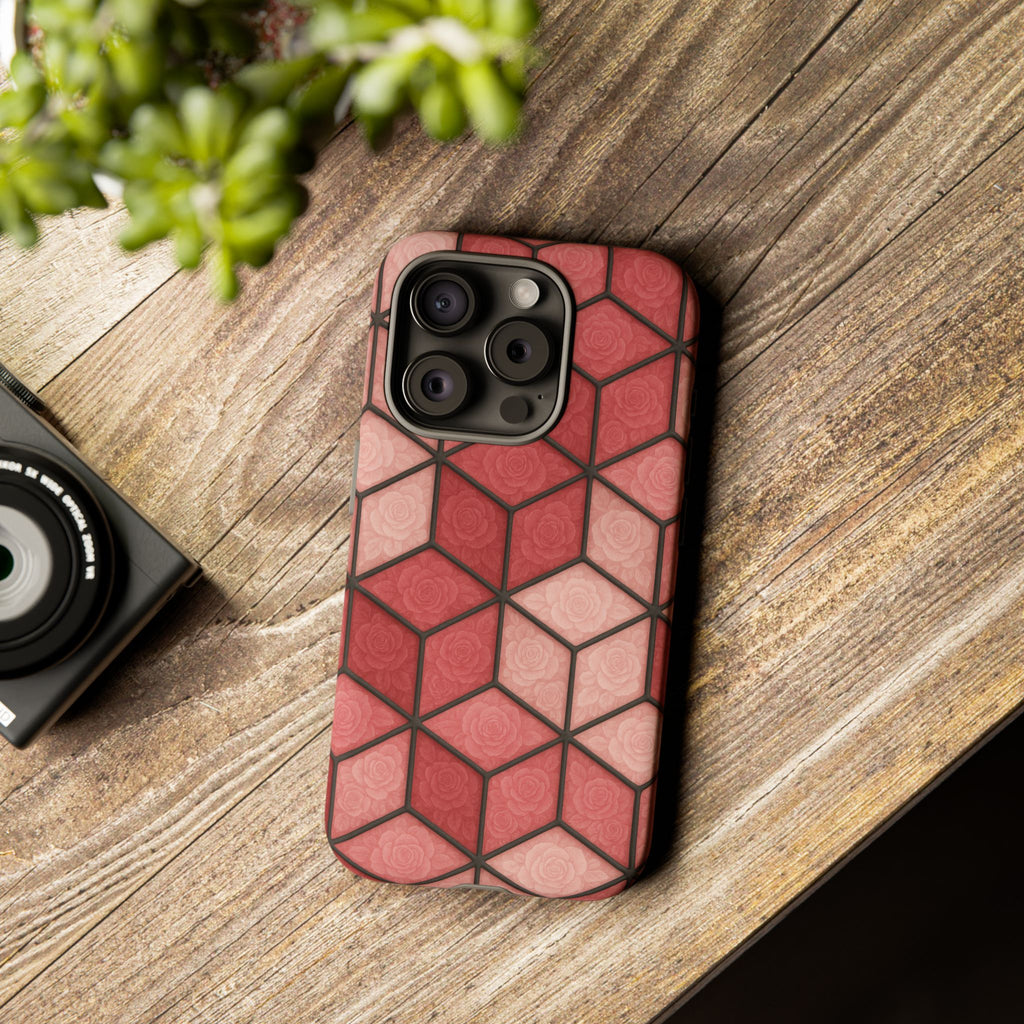 Geometric Stained Glass Illusion Phone Case Colorful Abstract Art, Aesthetic Protective Cover for iPhone, Samsung & Google, Unique Gift Idea Mom